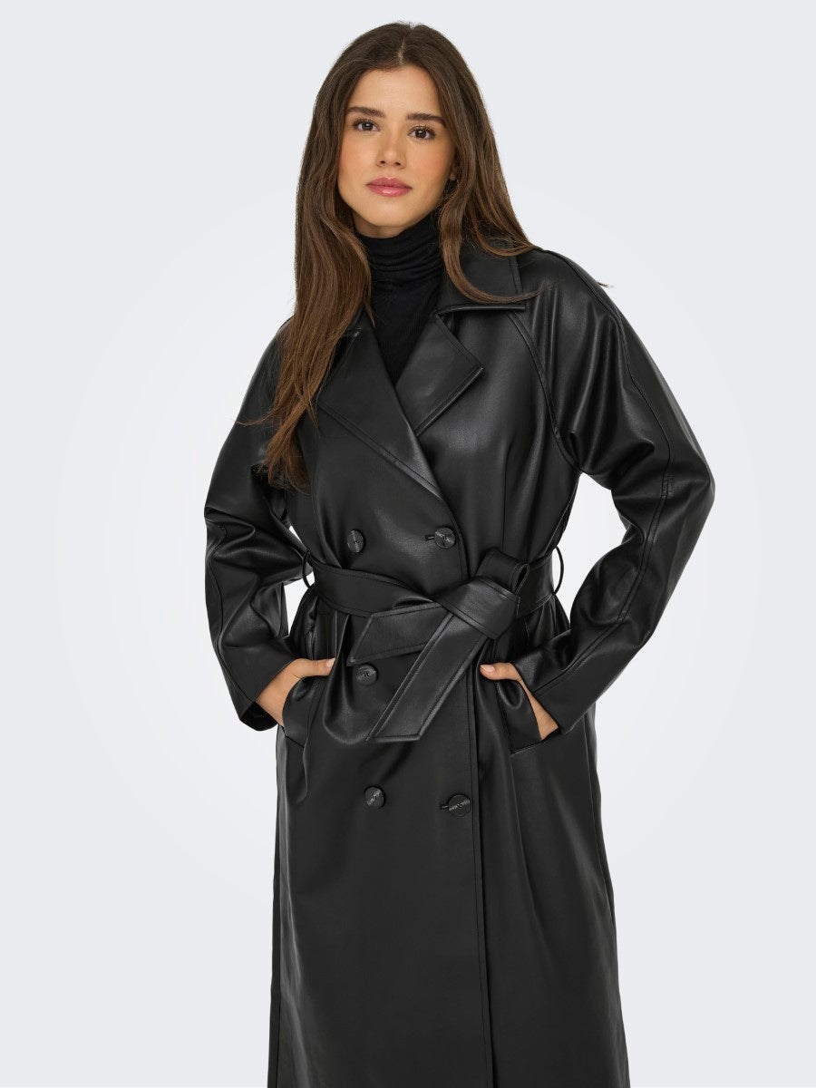 Bina Faux Leather Trench Coat