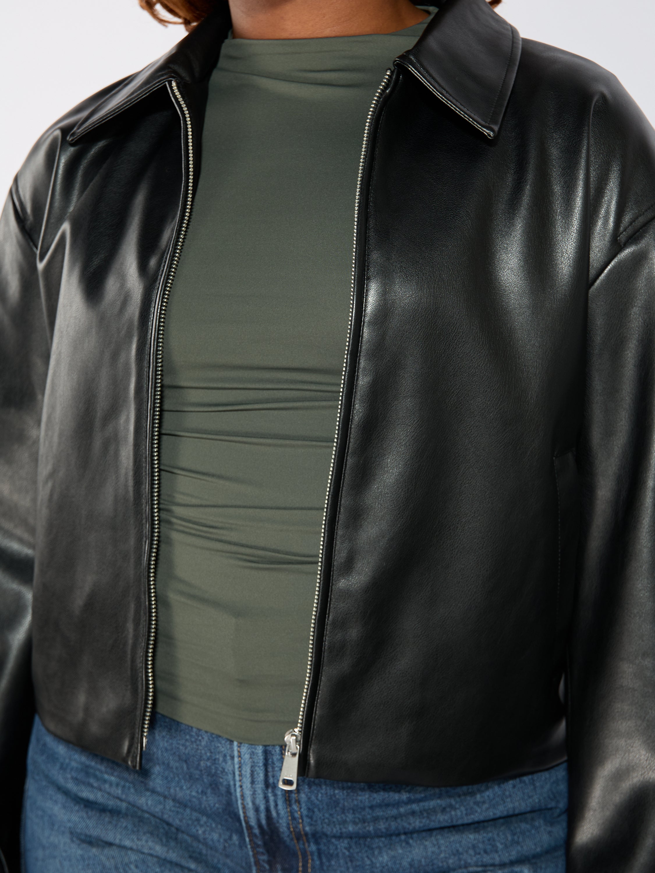 Nicki Faux Leather Zip Jacket