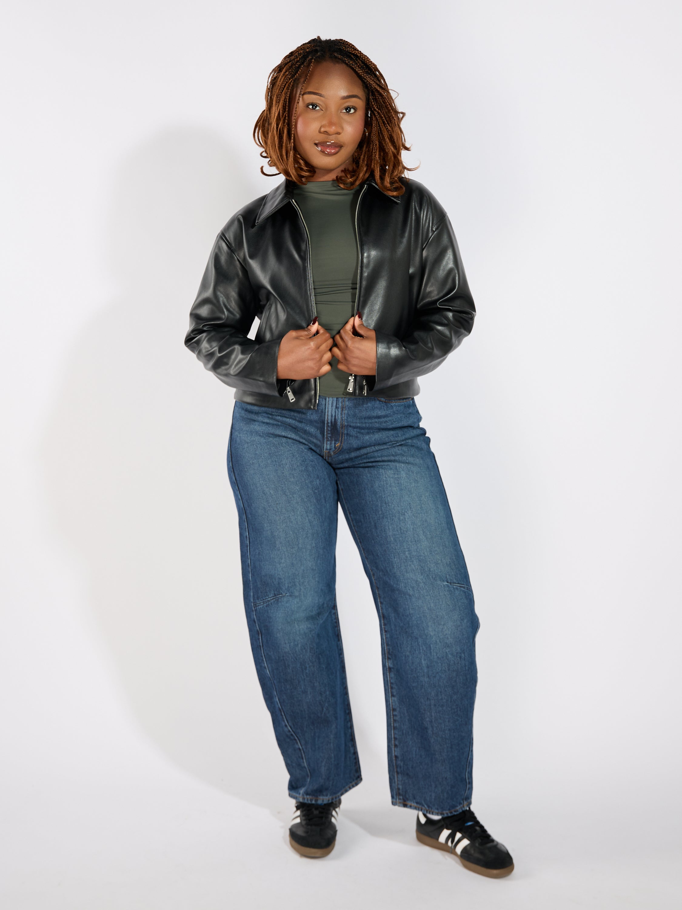 Nicki Faux Leather Zip Jacket