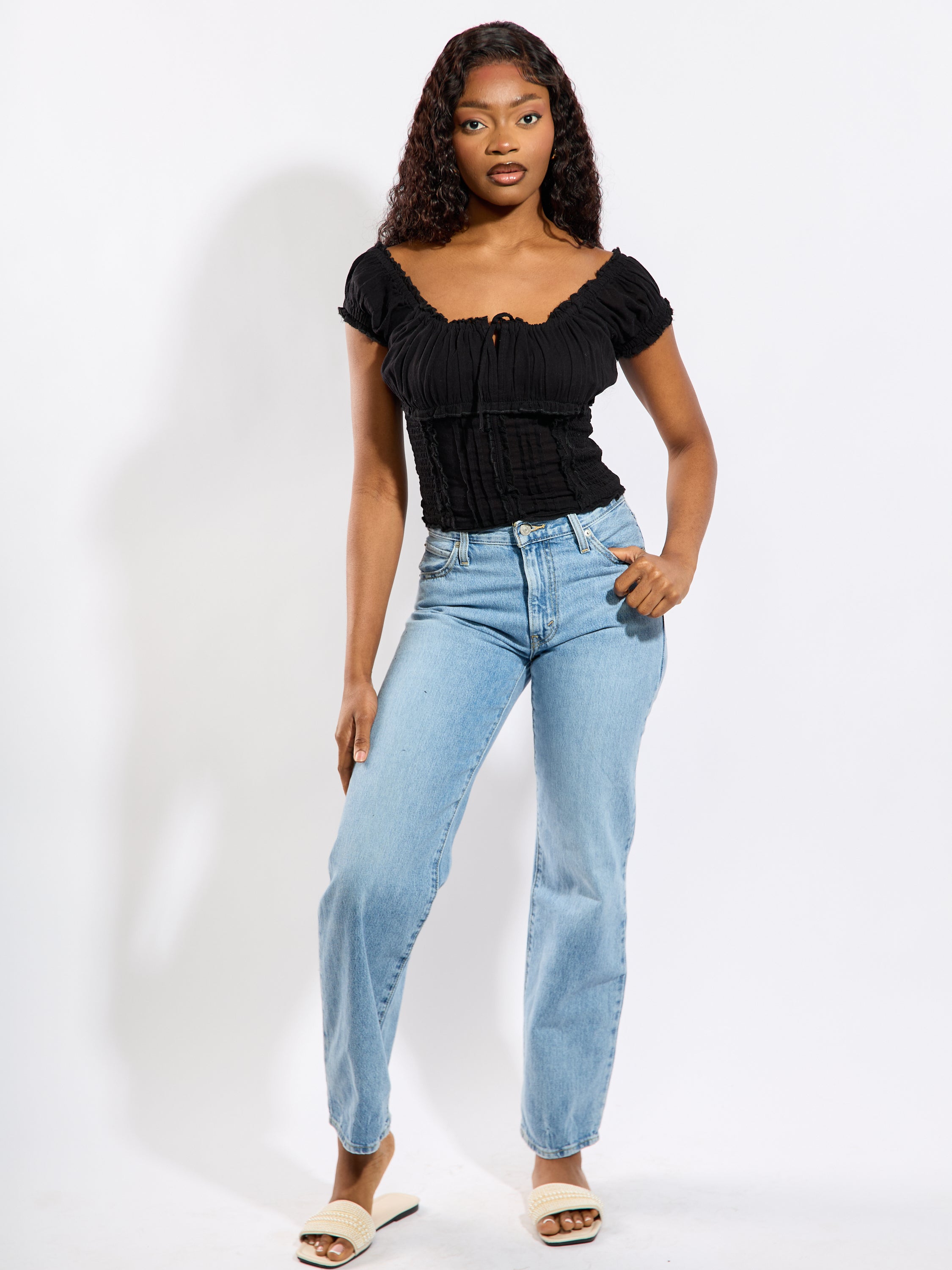 Mica Cotton Gauze Tie Top