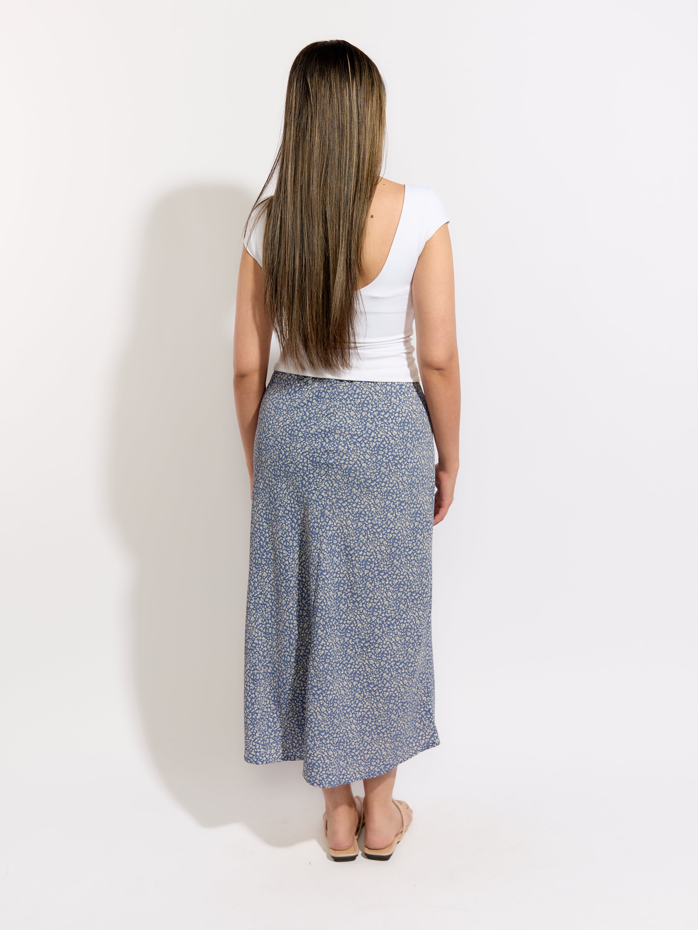 Mixed Midi Floral Skirt