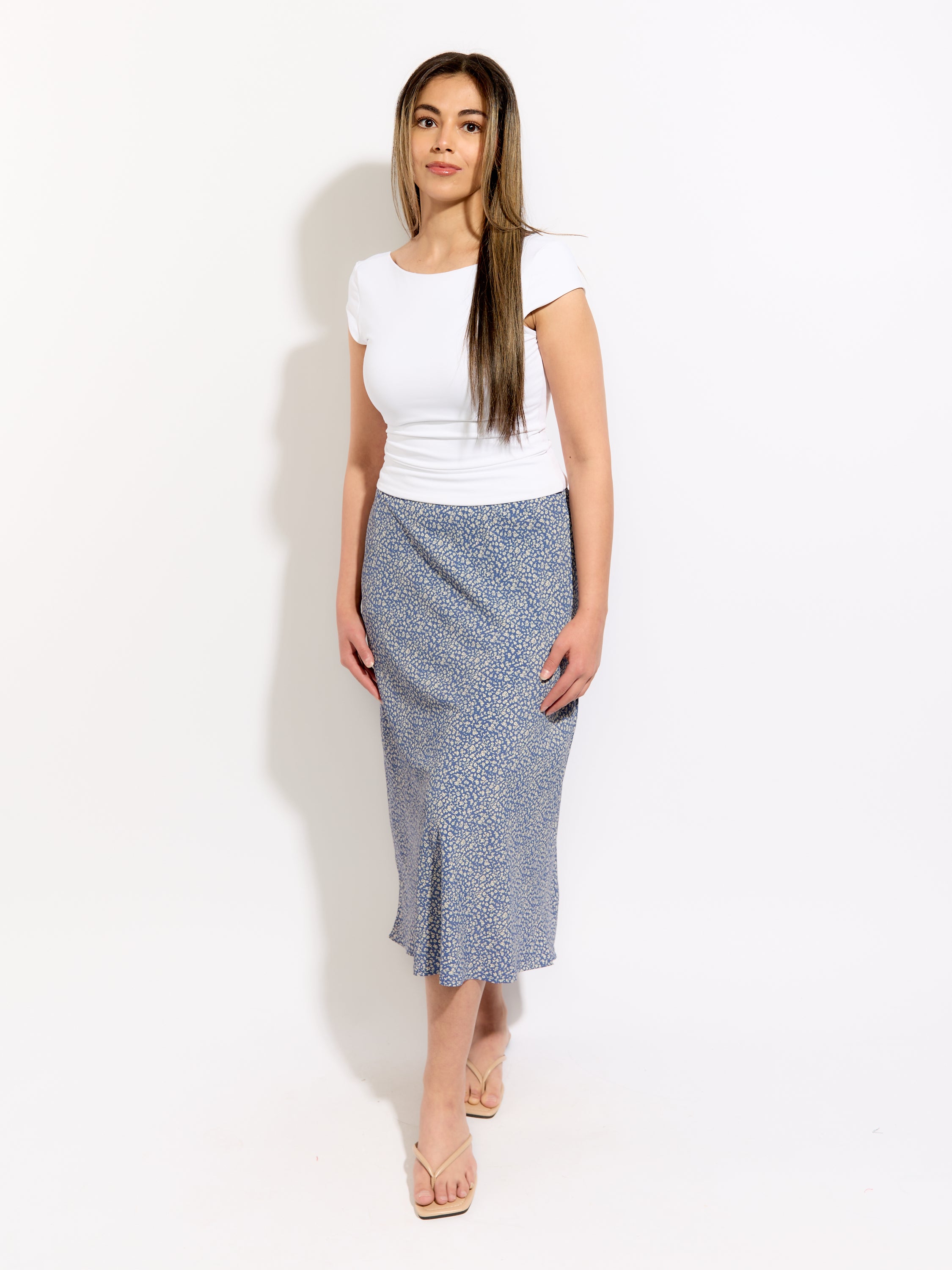 Mixed Midi Floral Skirt