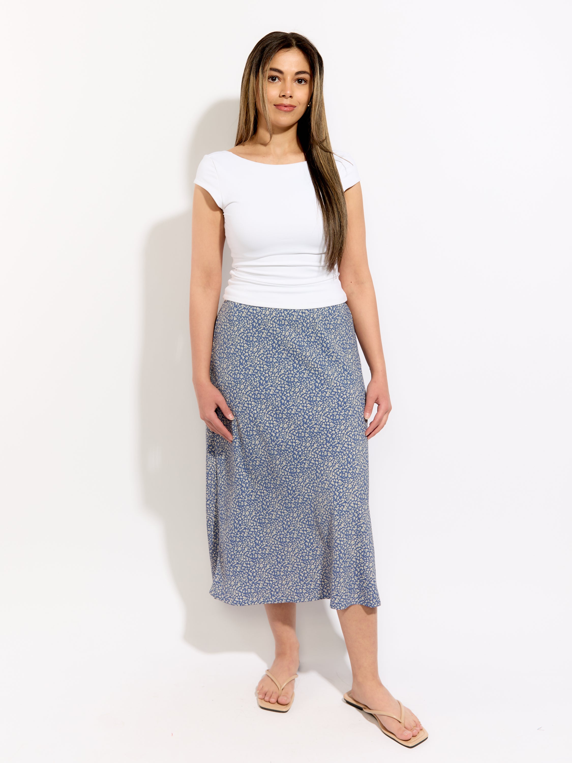 Mixed Midi Floral Skirt