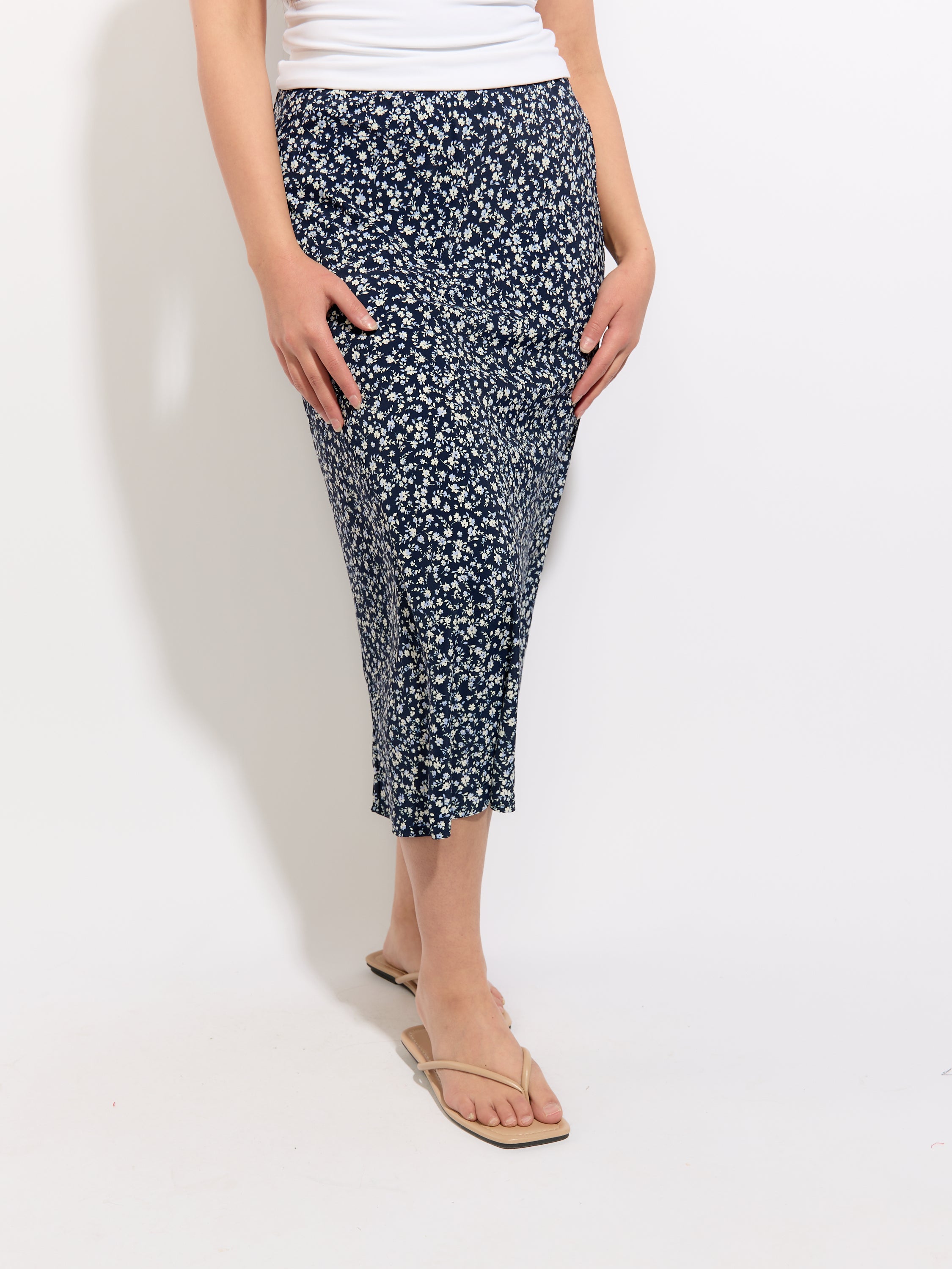 Mixed Midi Floral Skirt