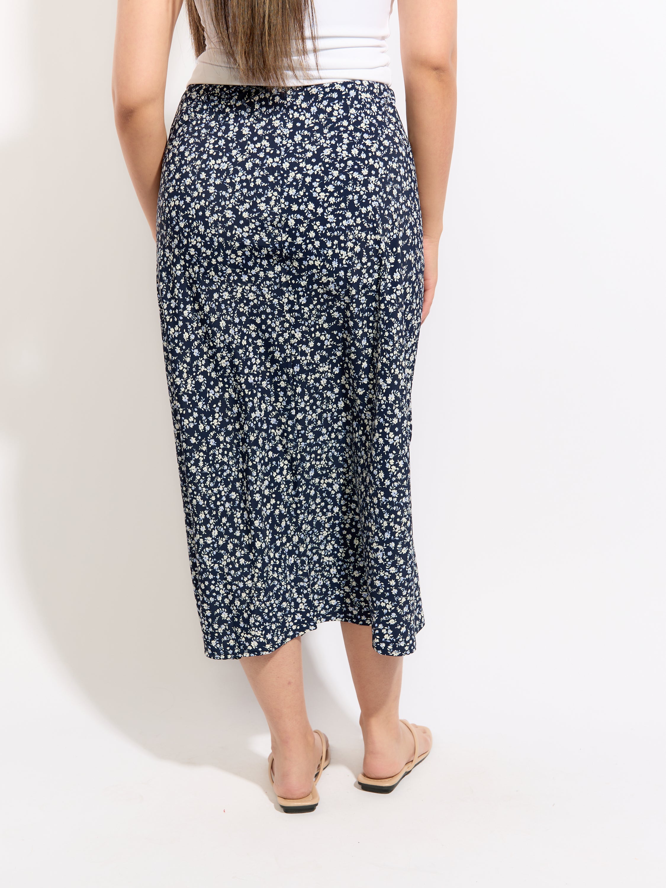 Mixed Midi Floral Skirt