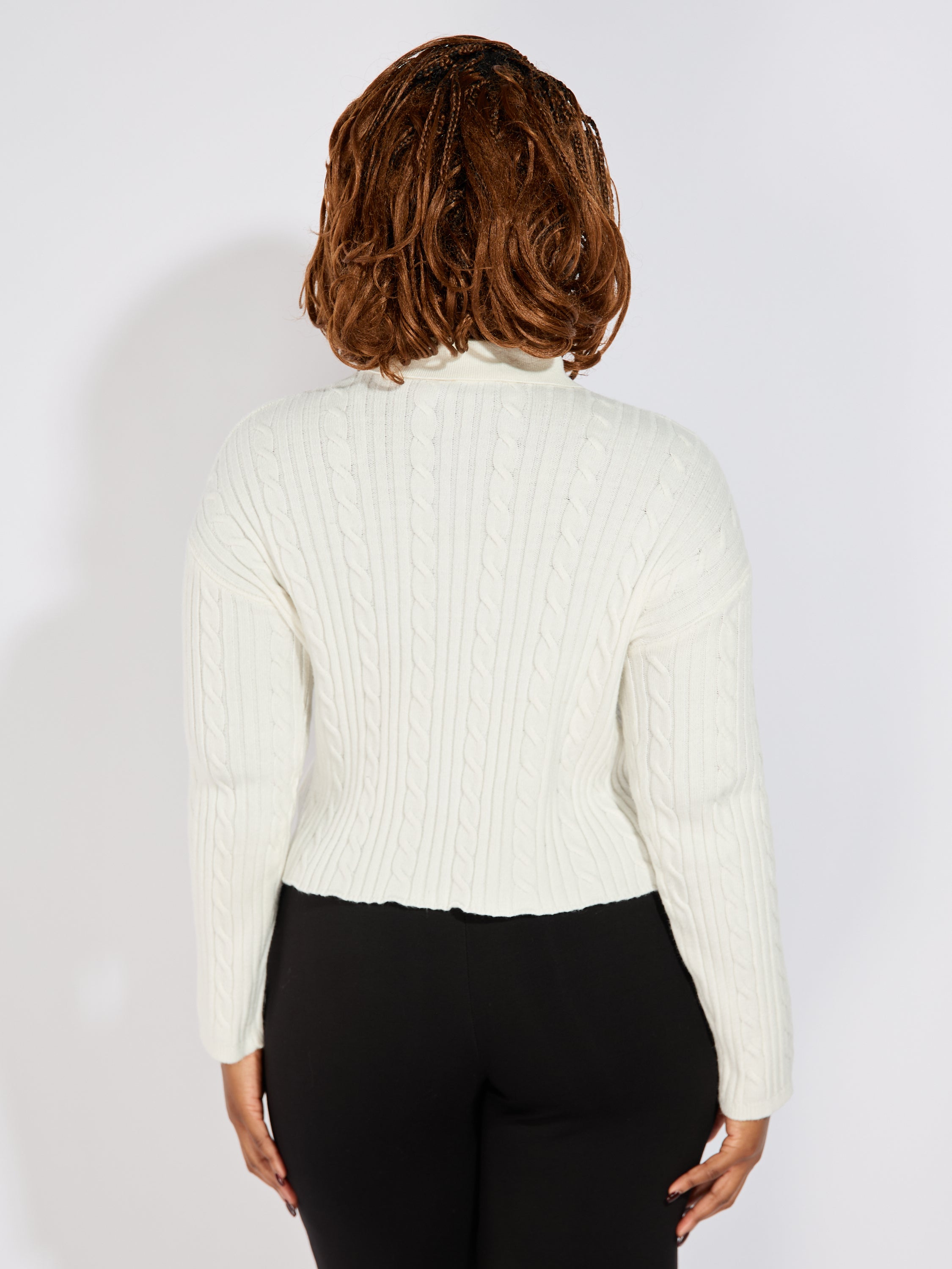 Emma Cable Knit Polo Sweater