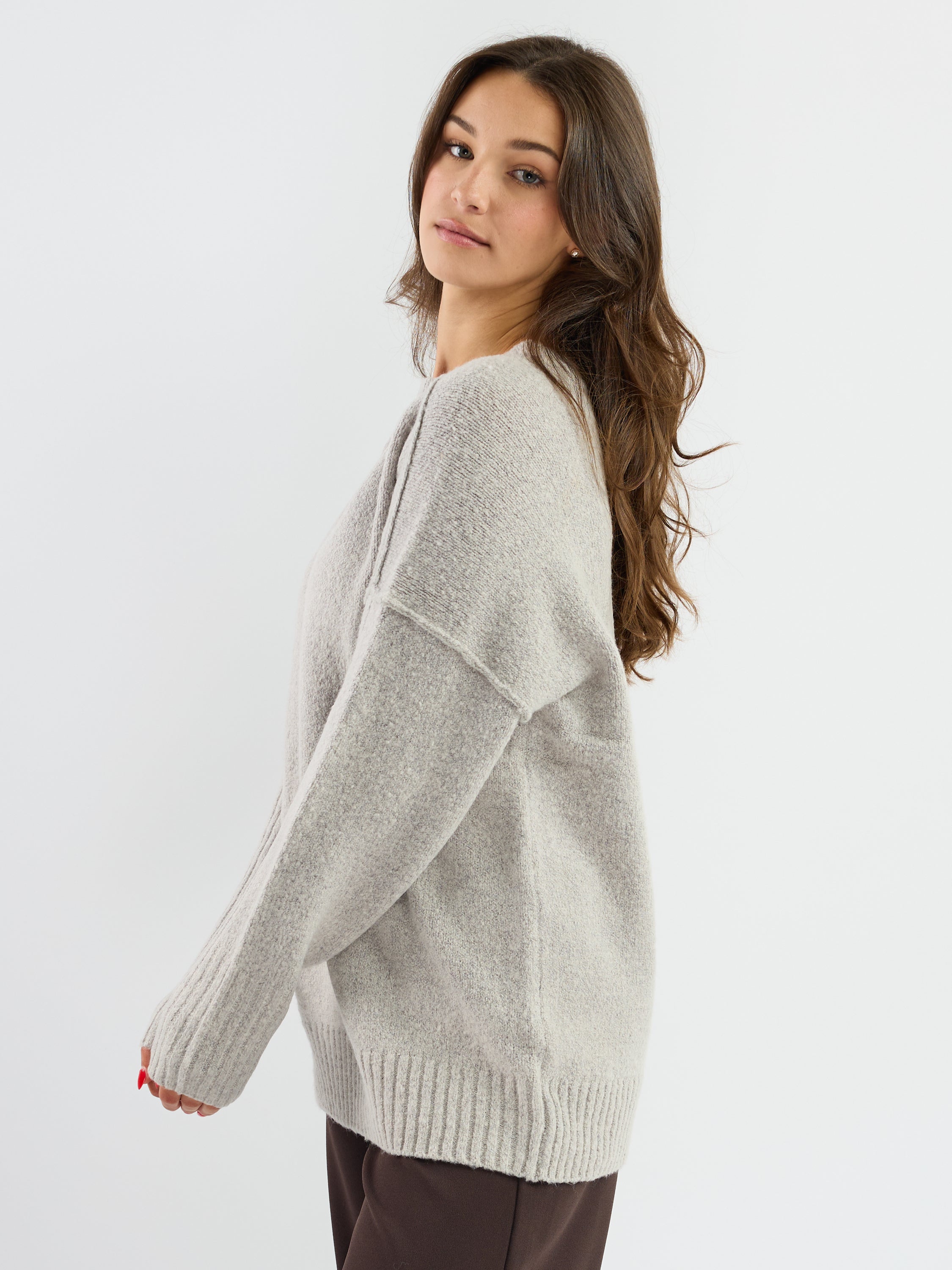 Mossy Seam-Detail Crewneck Pullover