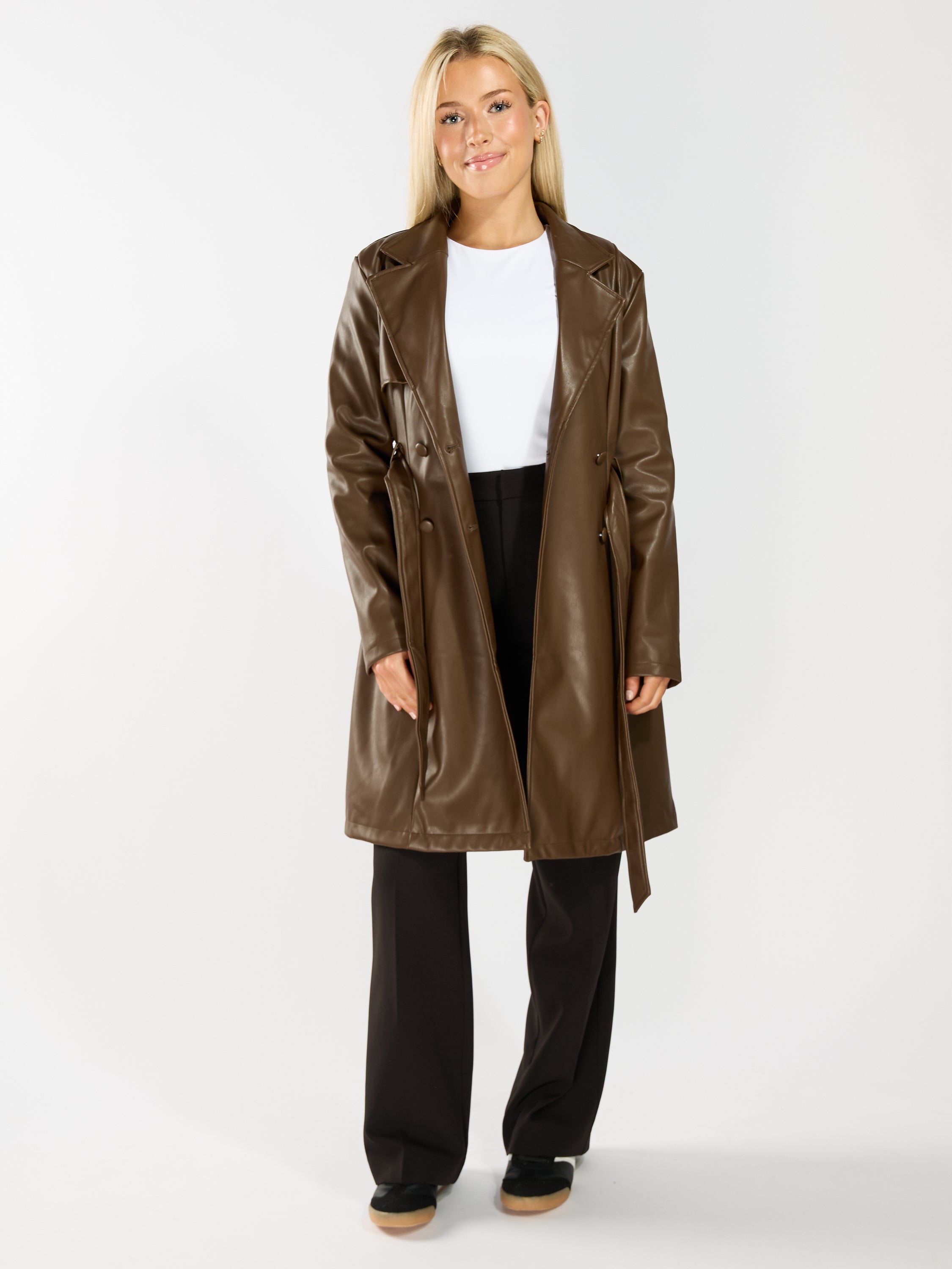 Penny PU Faux Leather Trench Coat