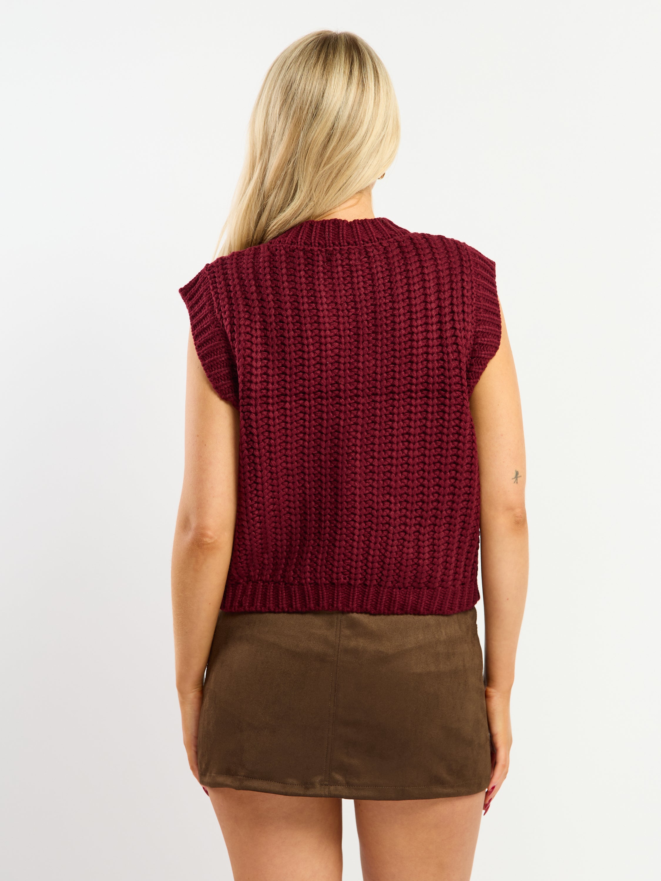 Zora Cable Gold Button Sweater Vest