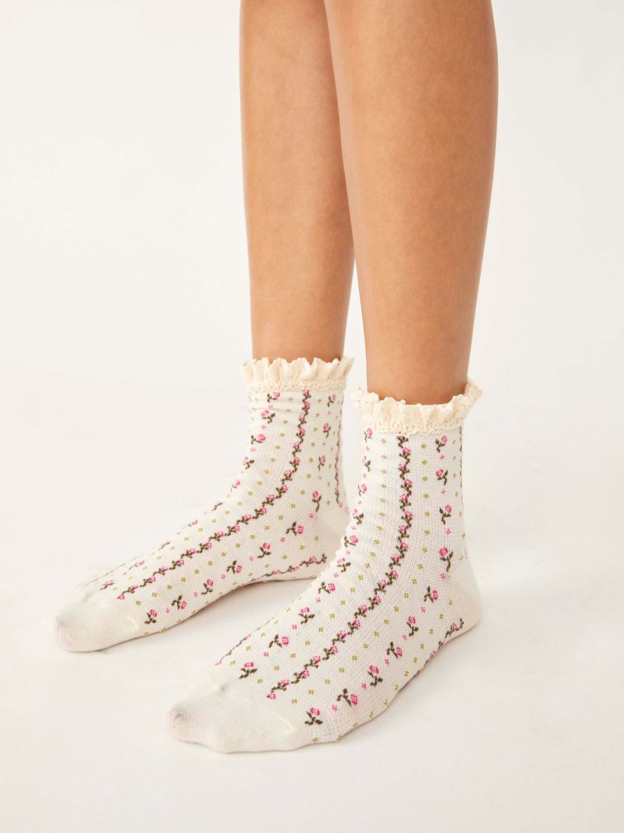 Free People Rosebud Waffle Knit Ankle Socks