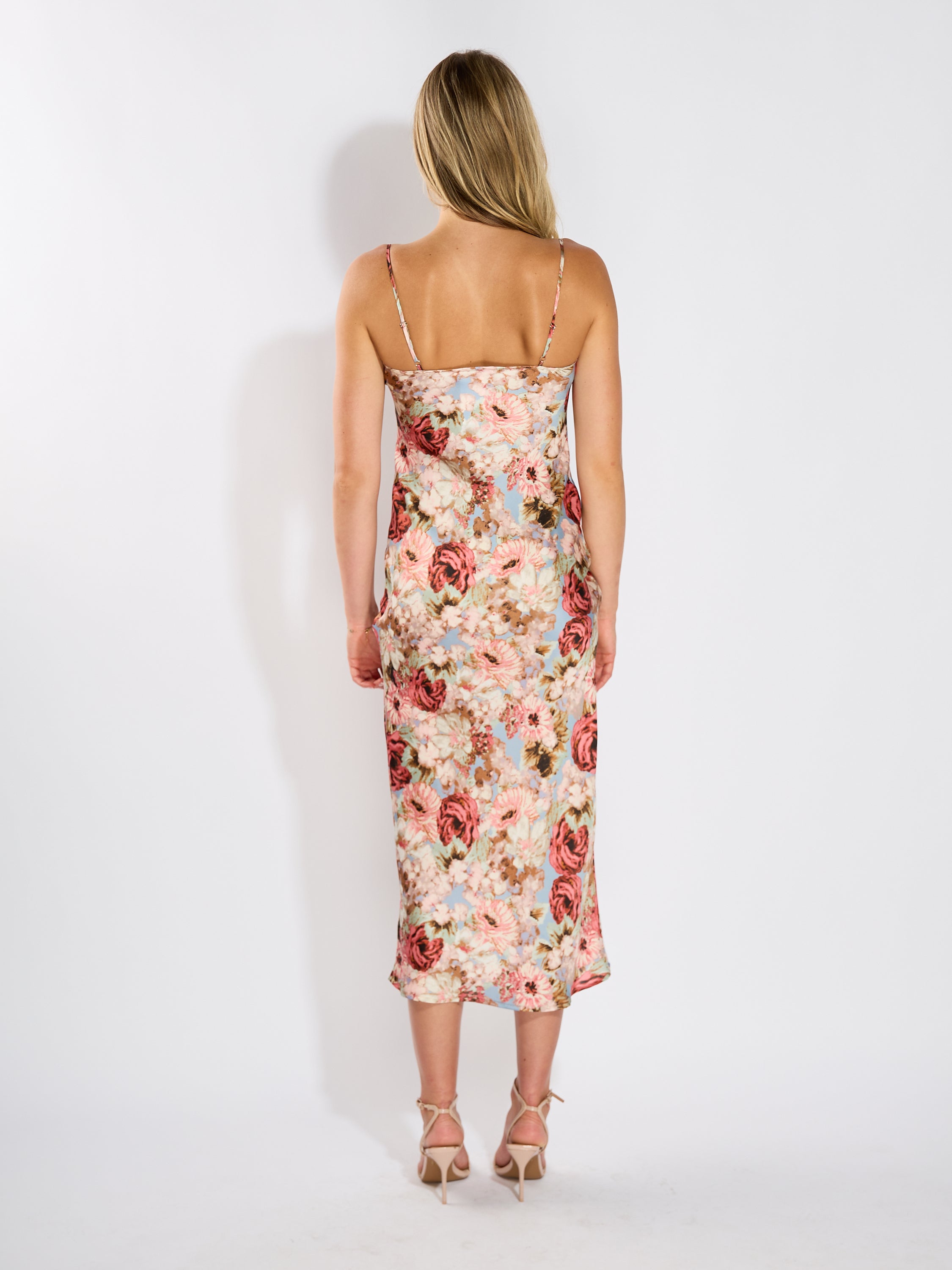 Kyle Printed Satin Cowl Neck Maxi Dress