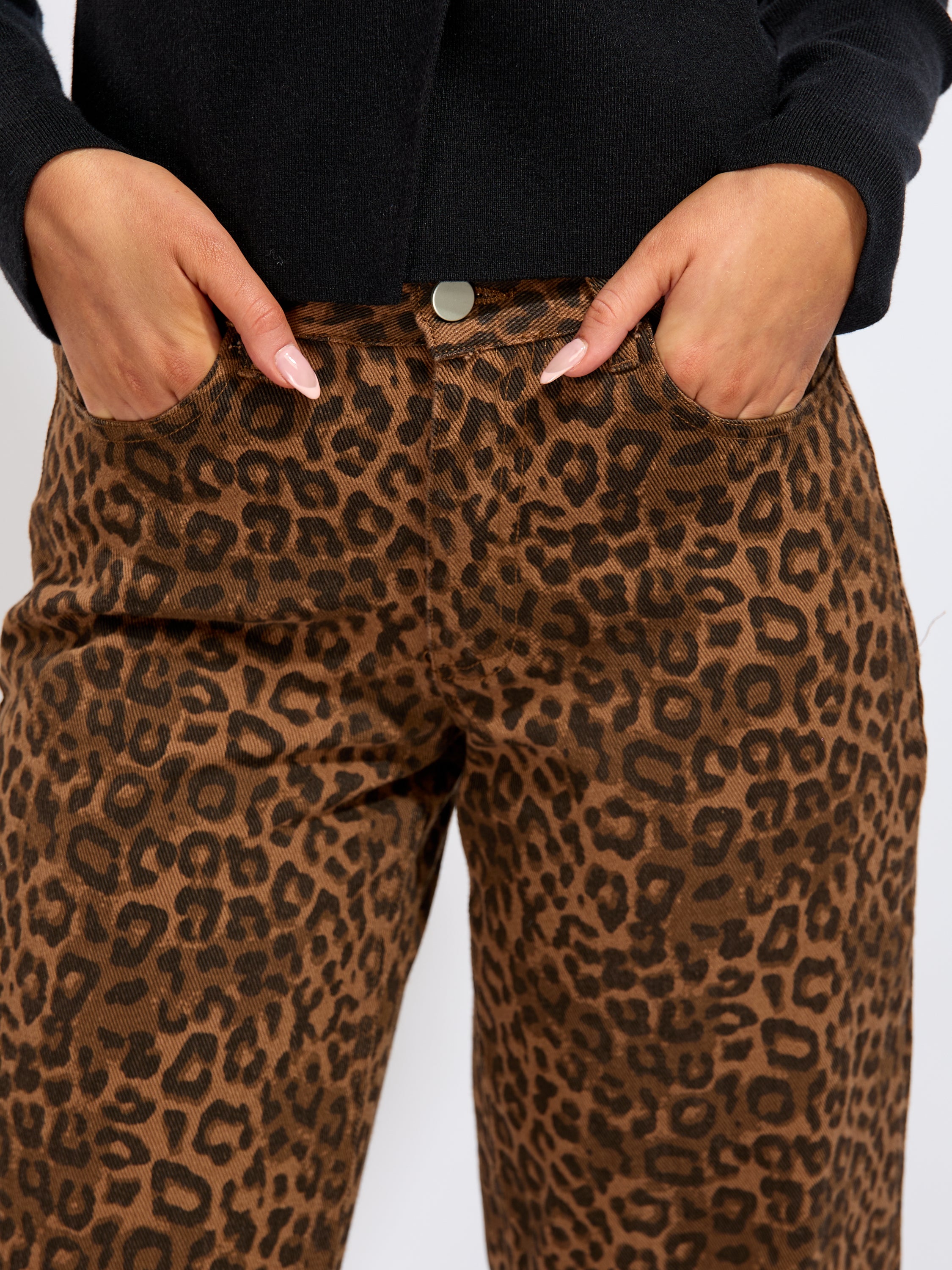 Leopard Wide-Leg Jeans