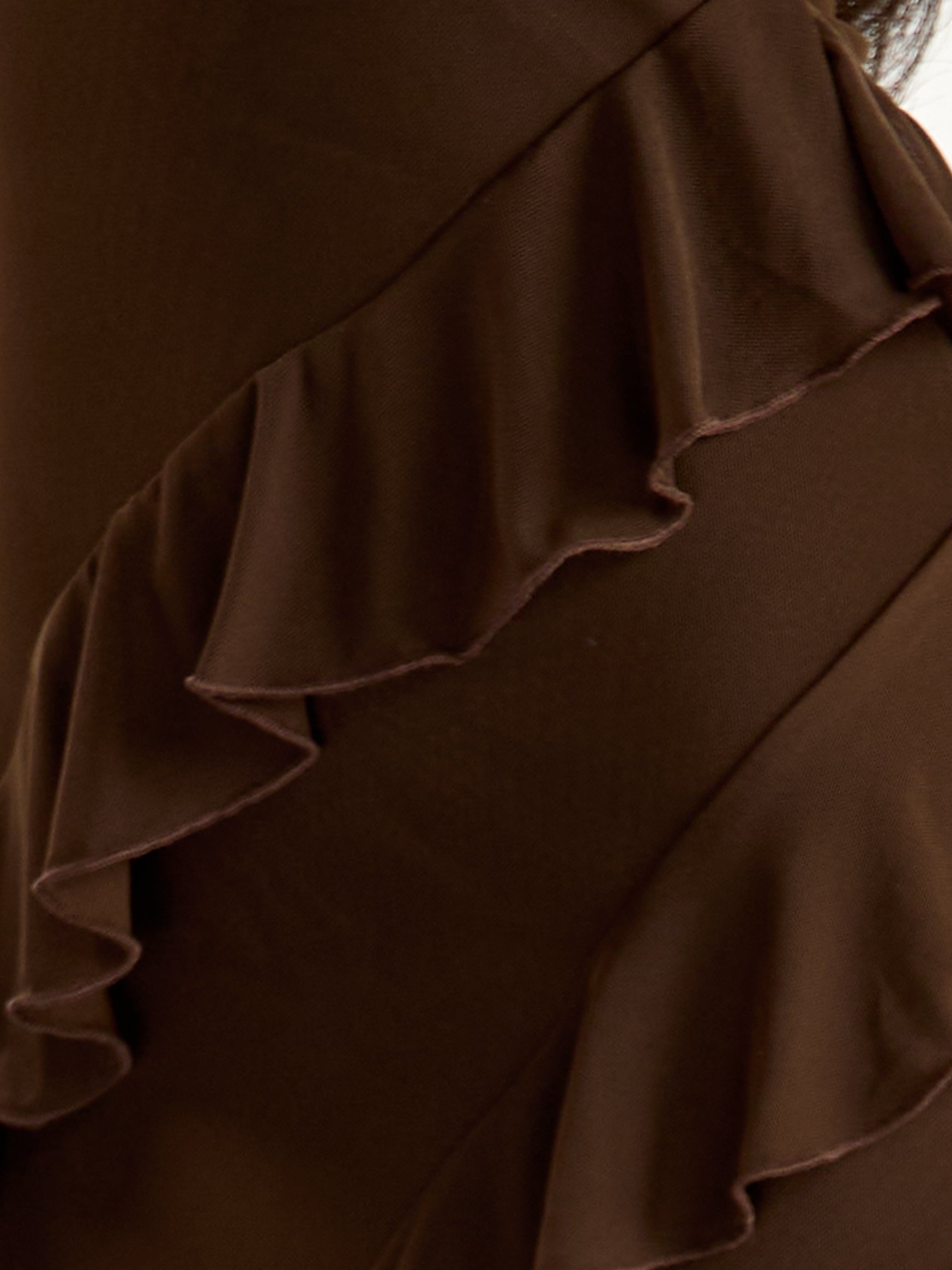 R&B Ruffle Solid Strapless Maxi Dress