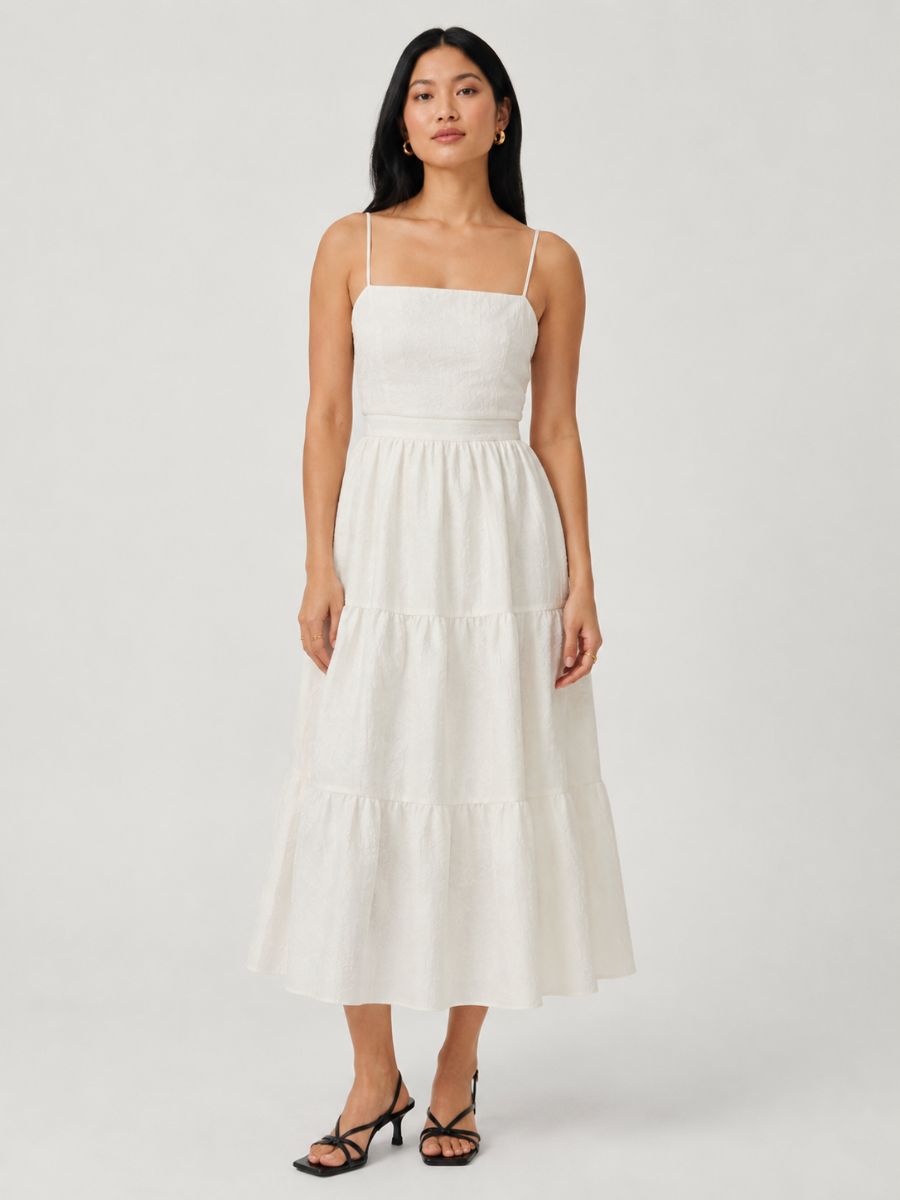 debbie midi dress Debbie Sleeveless Graphic Print Linen Midi Dress A-Line