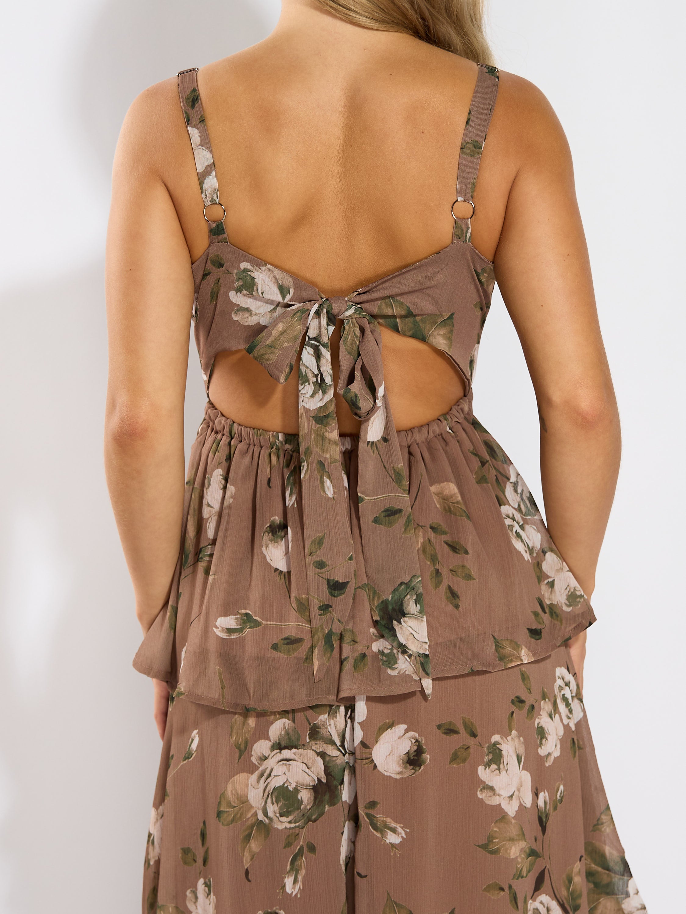 Jamie Mauve Floral Tiered Maxi Dress