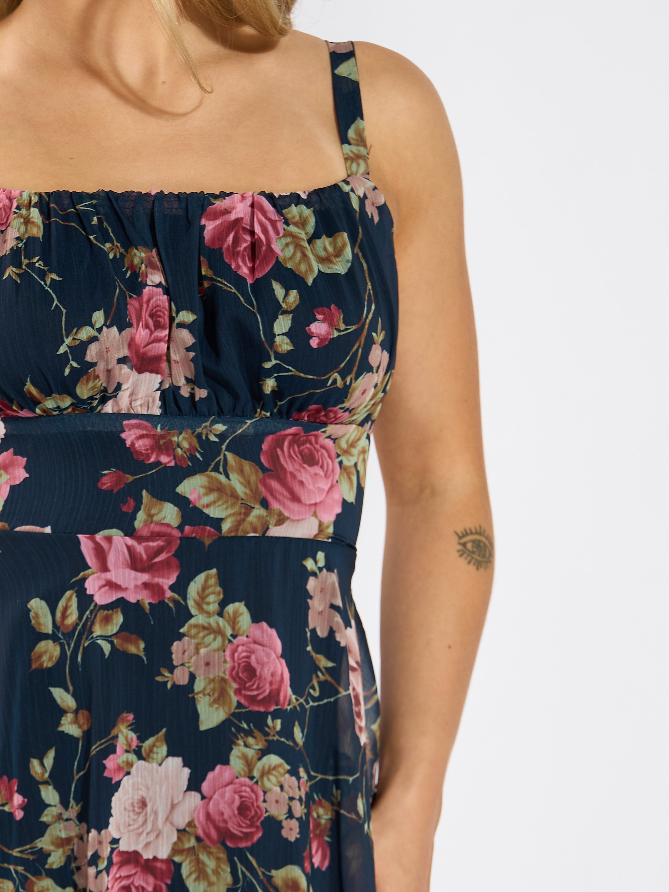 Jamie Navy Floral Tiered Maxi Dress