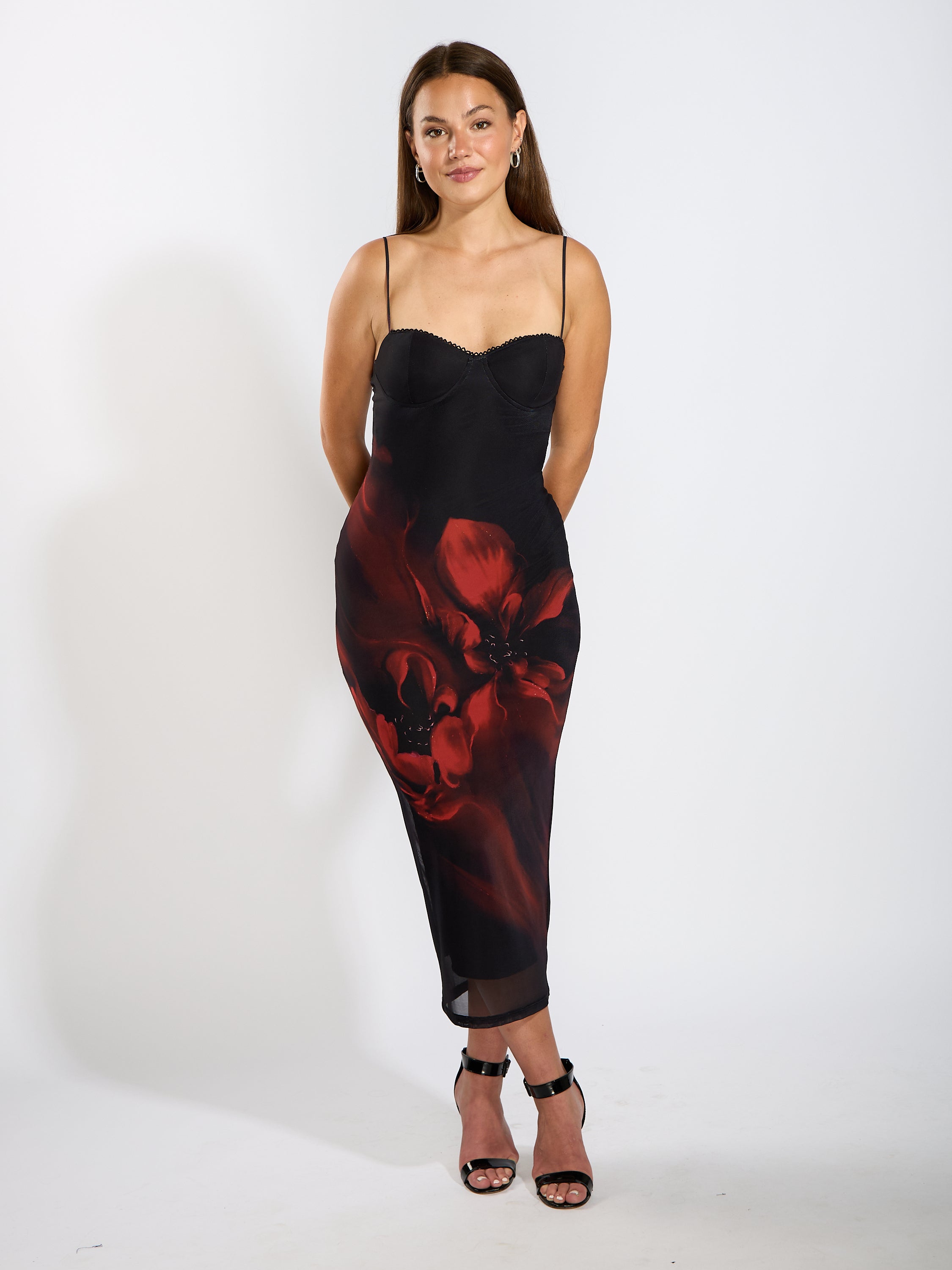 Kami Floral Mesh Midi Dress