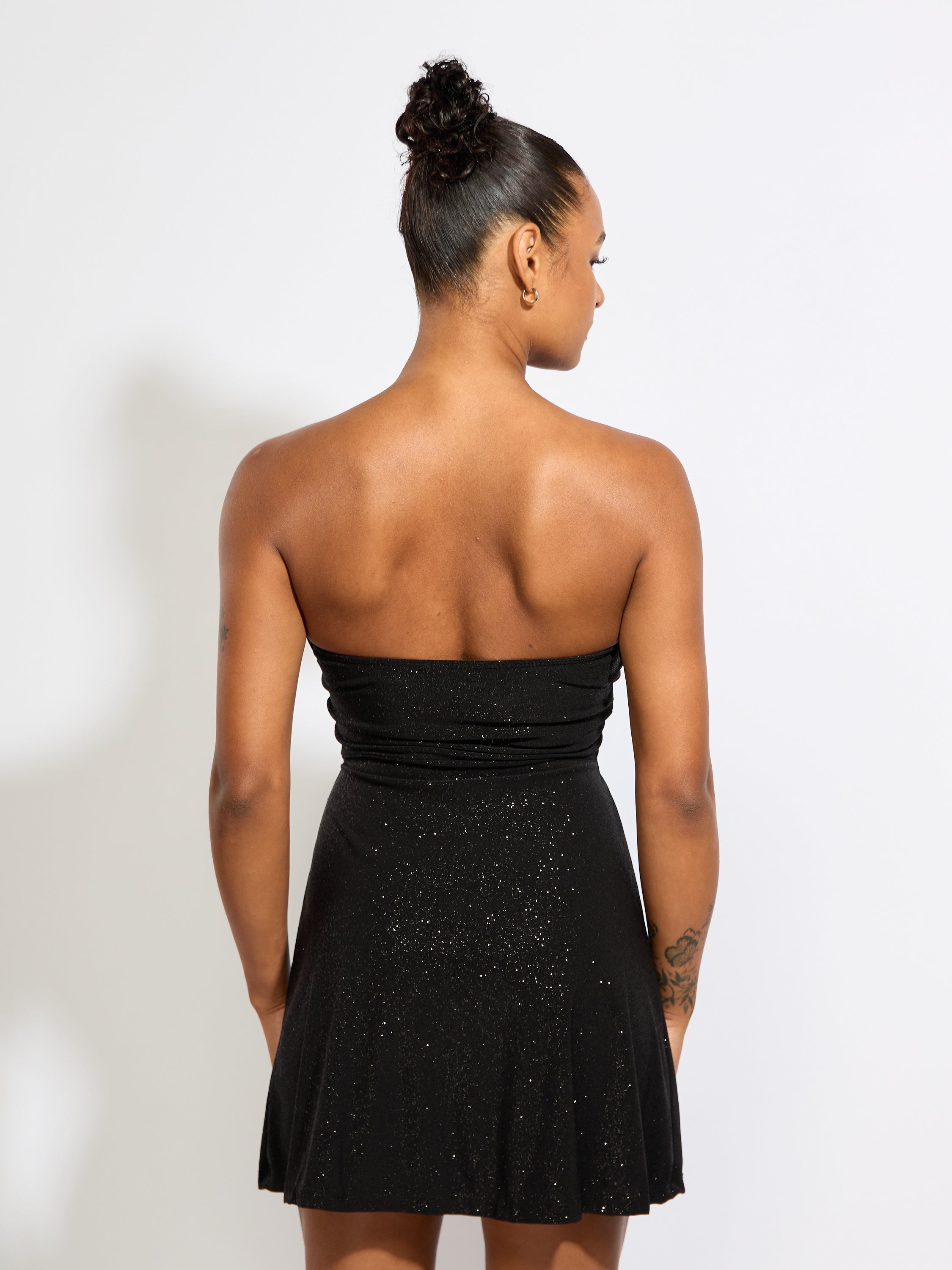 Bell Strapless Glitter Mini Dress
