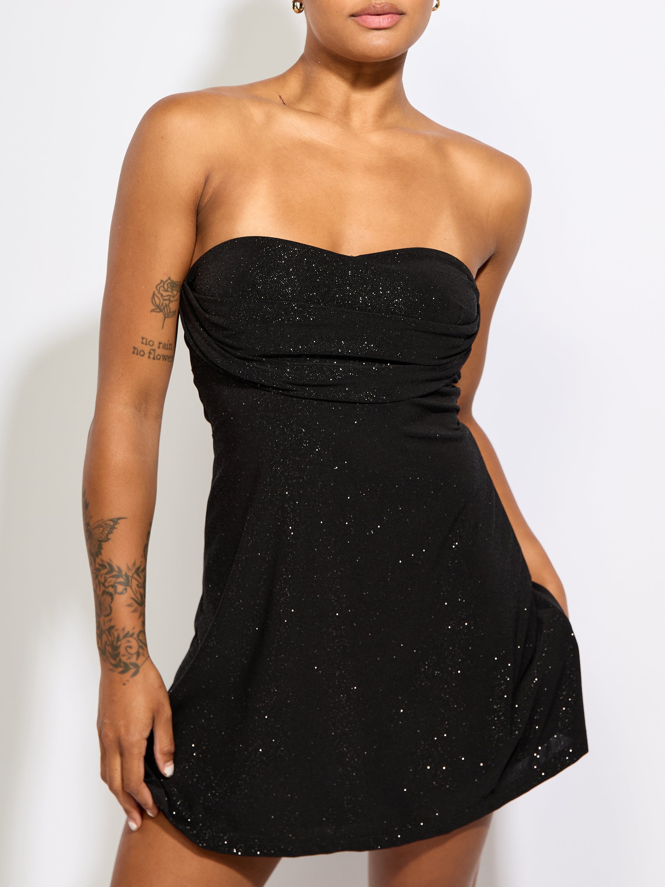 Bell Strapless Glitter Mini Dress