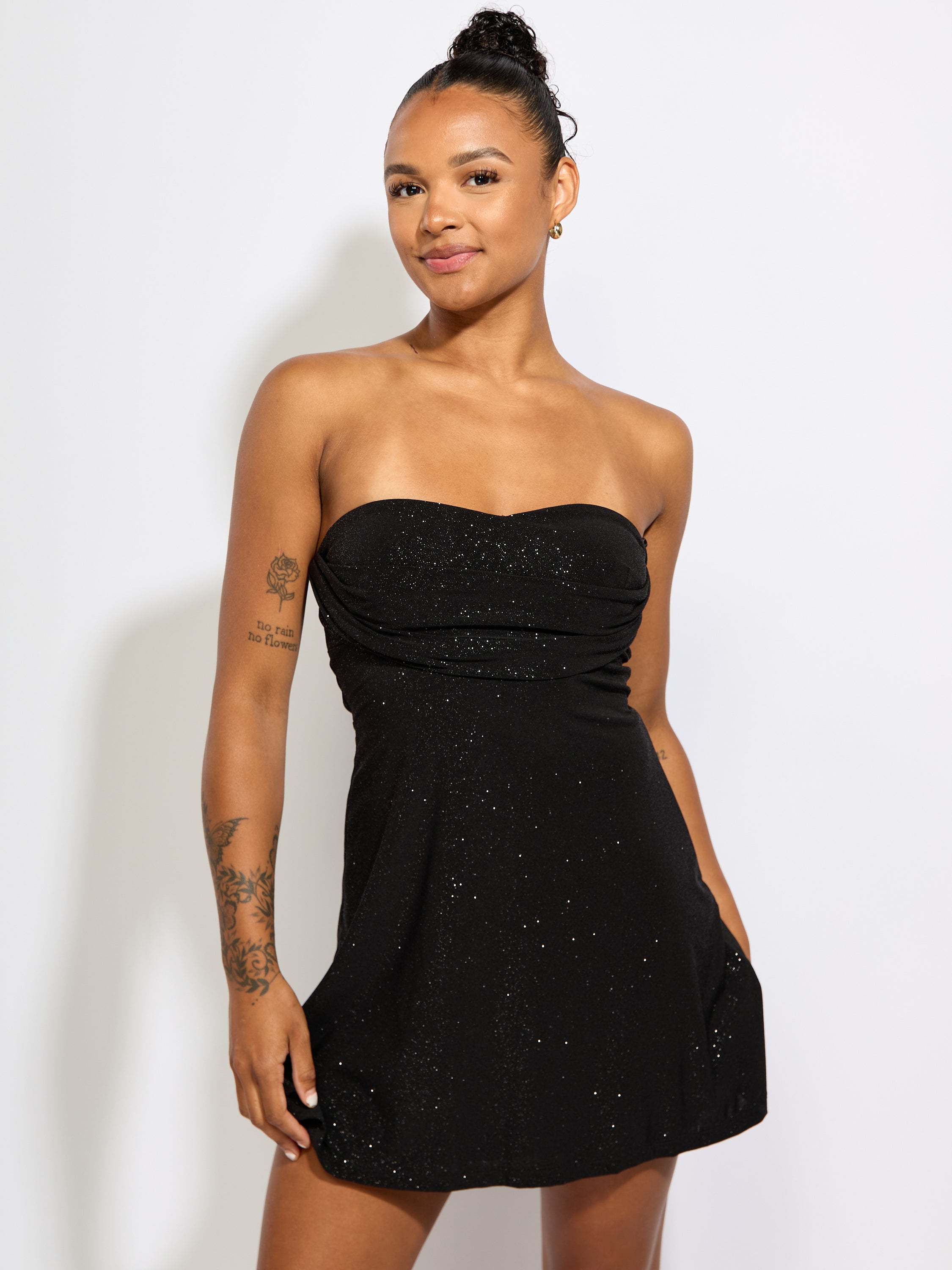 Bell Strapless Glitter Mini Dress