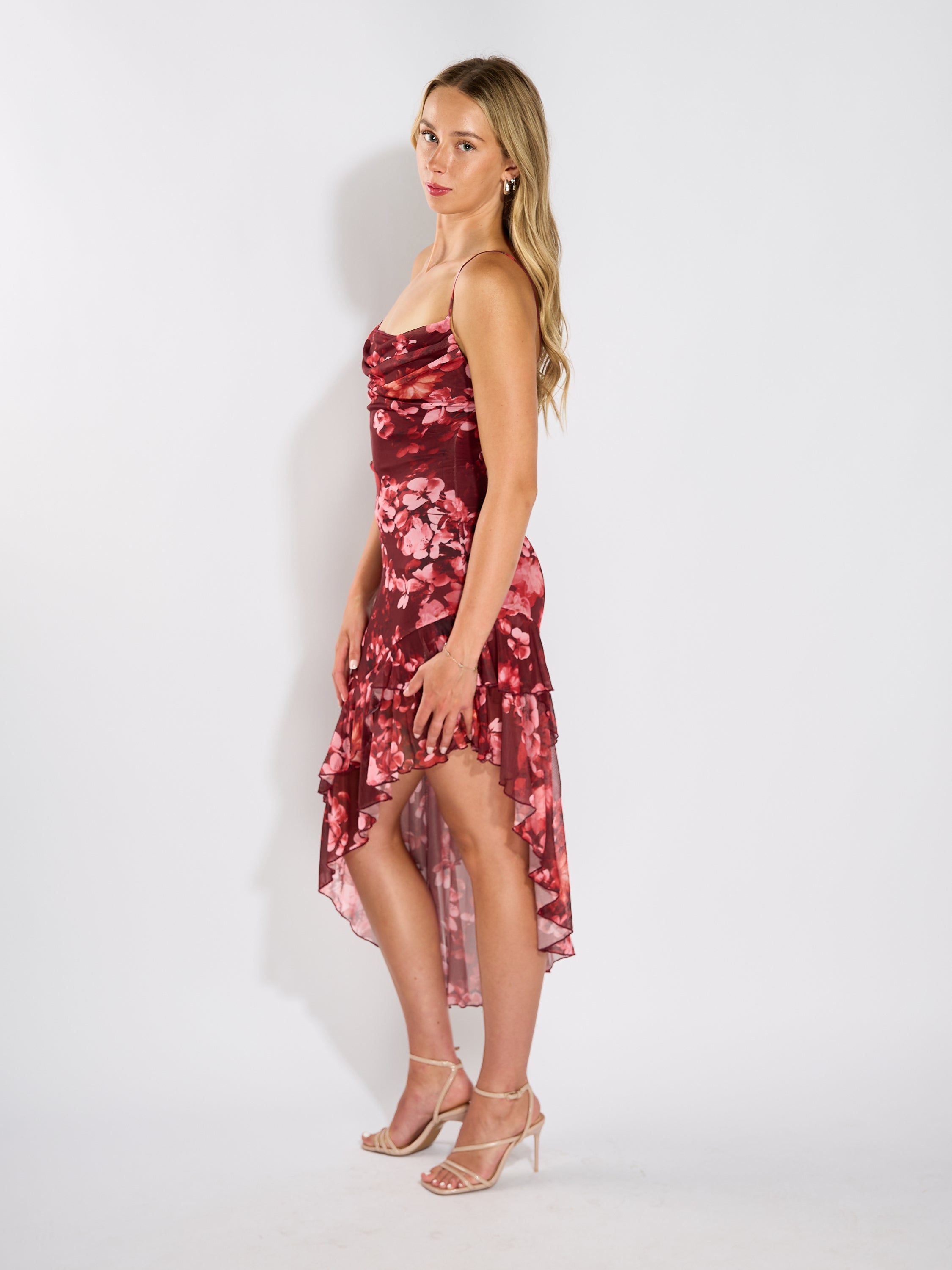 Penelope Asymmetrical Ruffle Bottom Dress