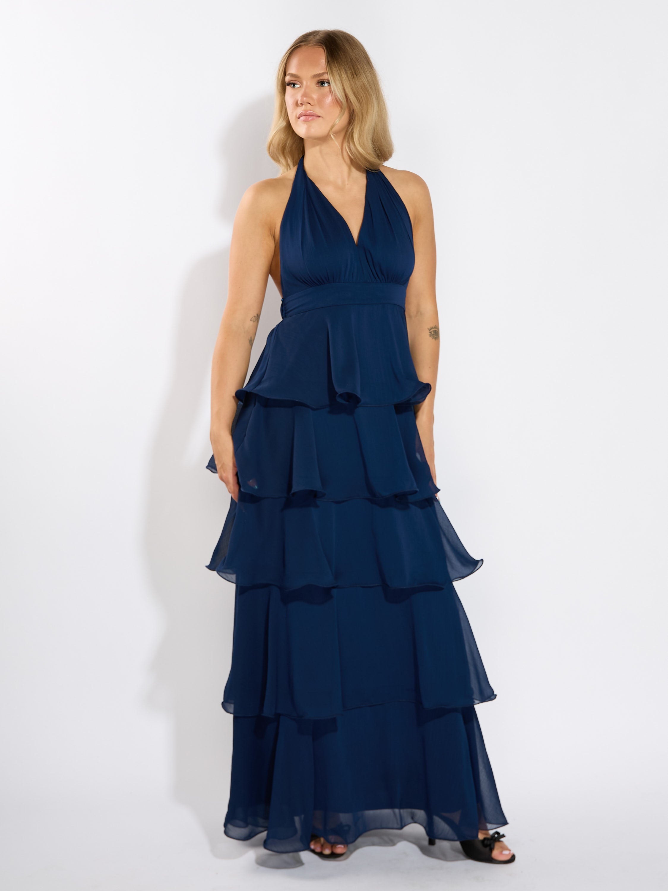Nicole Halter Tiered Maxi Dress