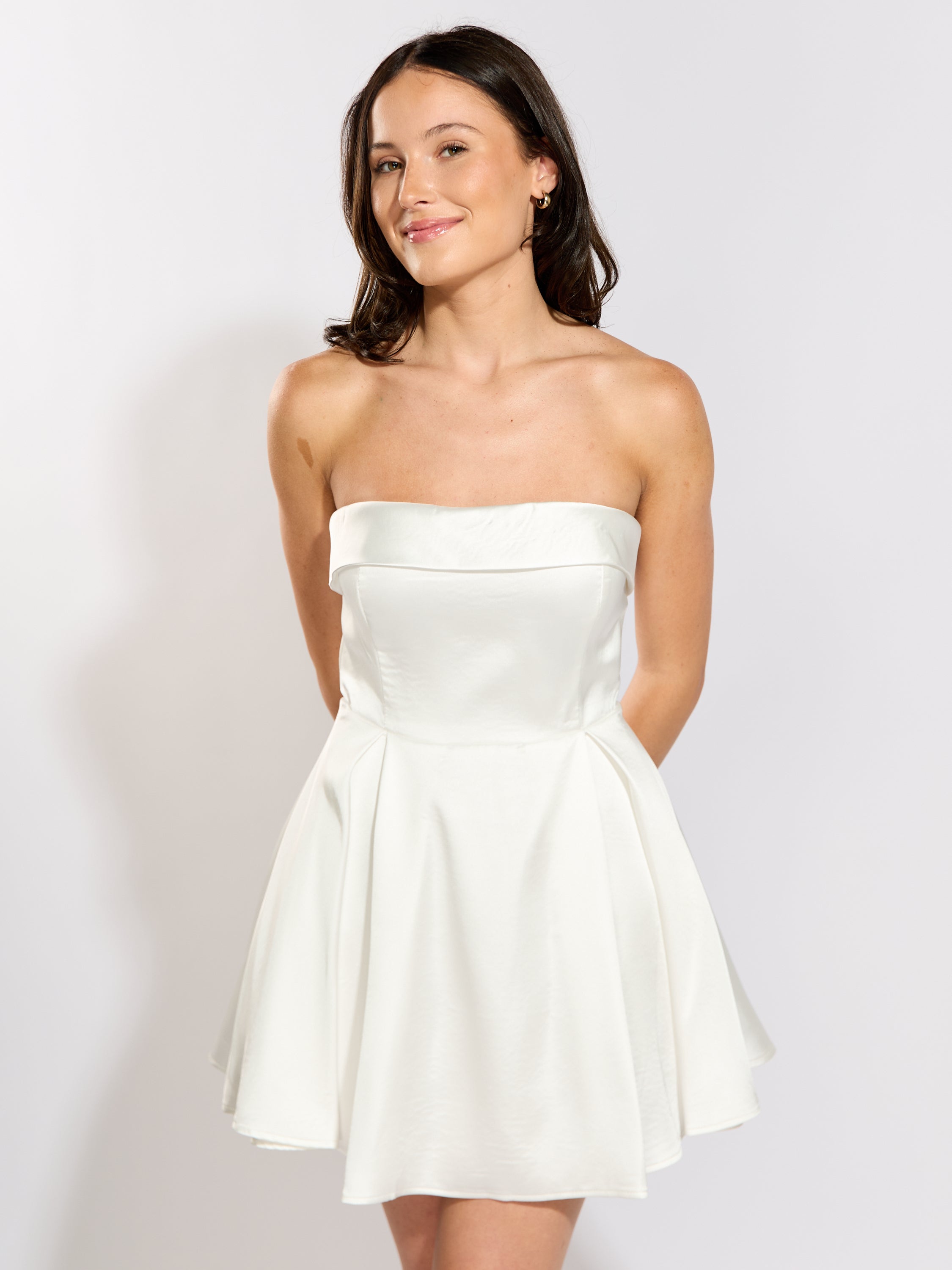 Marissa Strapless Satin Mini Dress