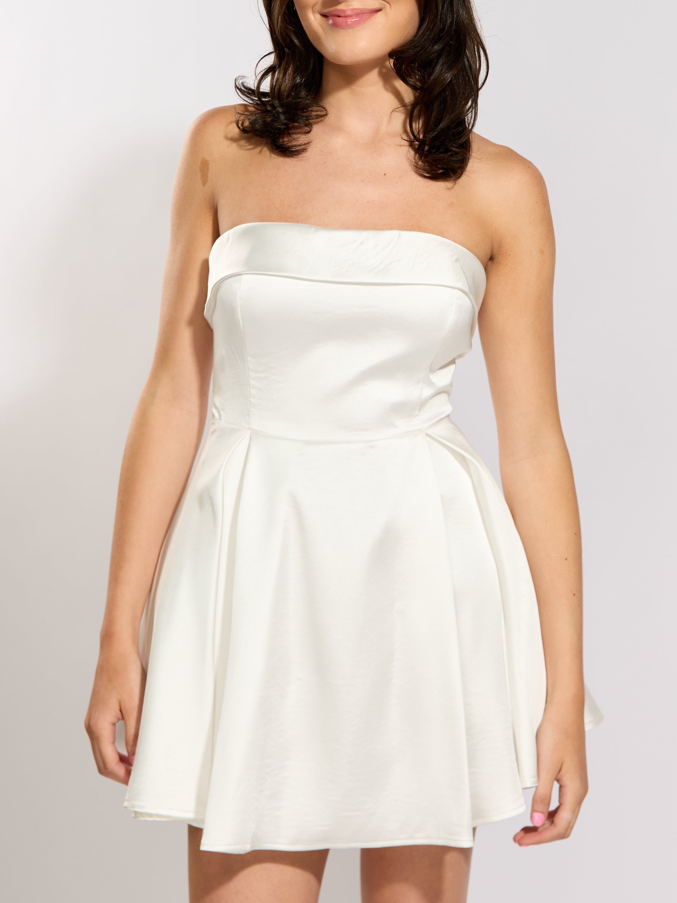 Marissa Strapless Satin Mini Dress