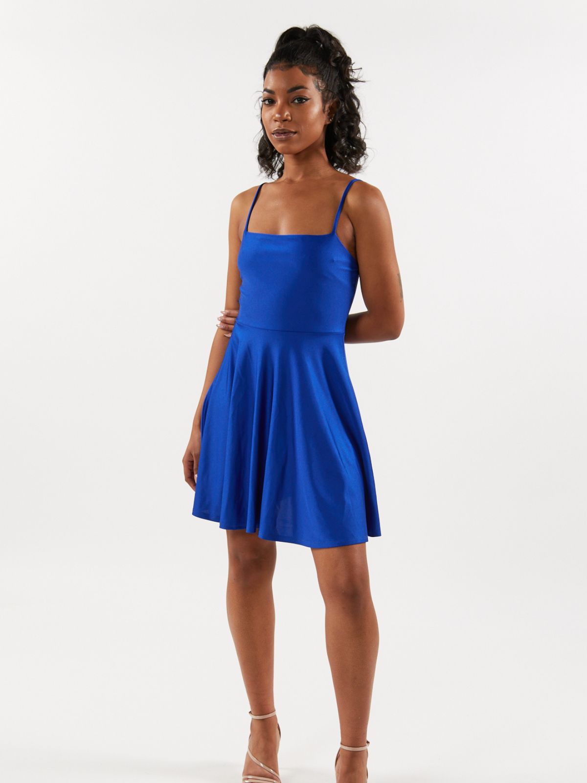 Nadia Satin Fit + Flare Dress