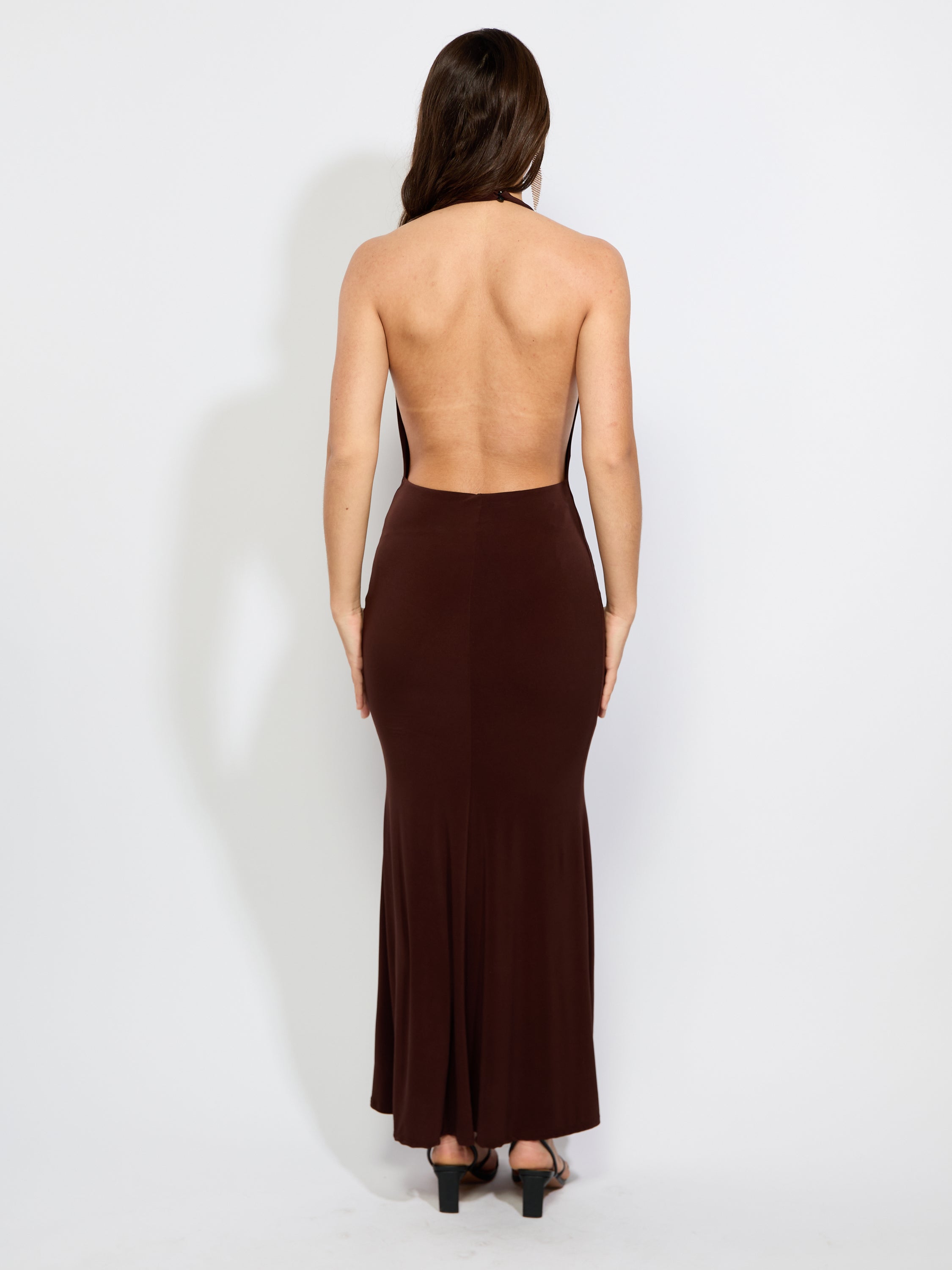Zar Scoop Front Halter Maxi Dress