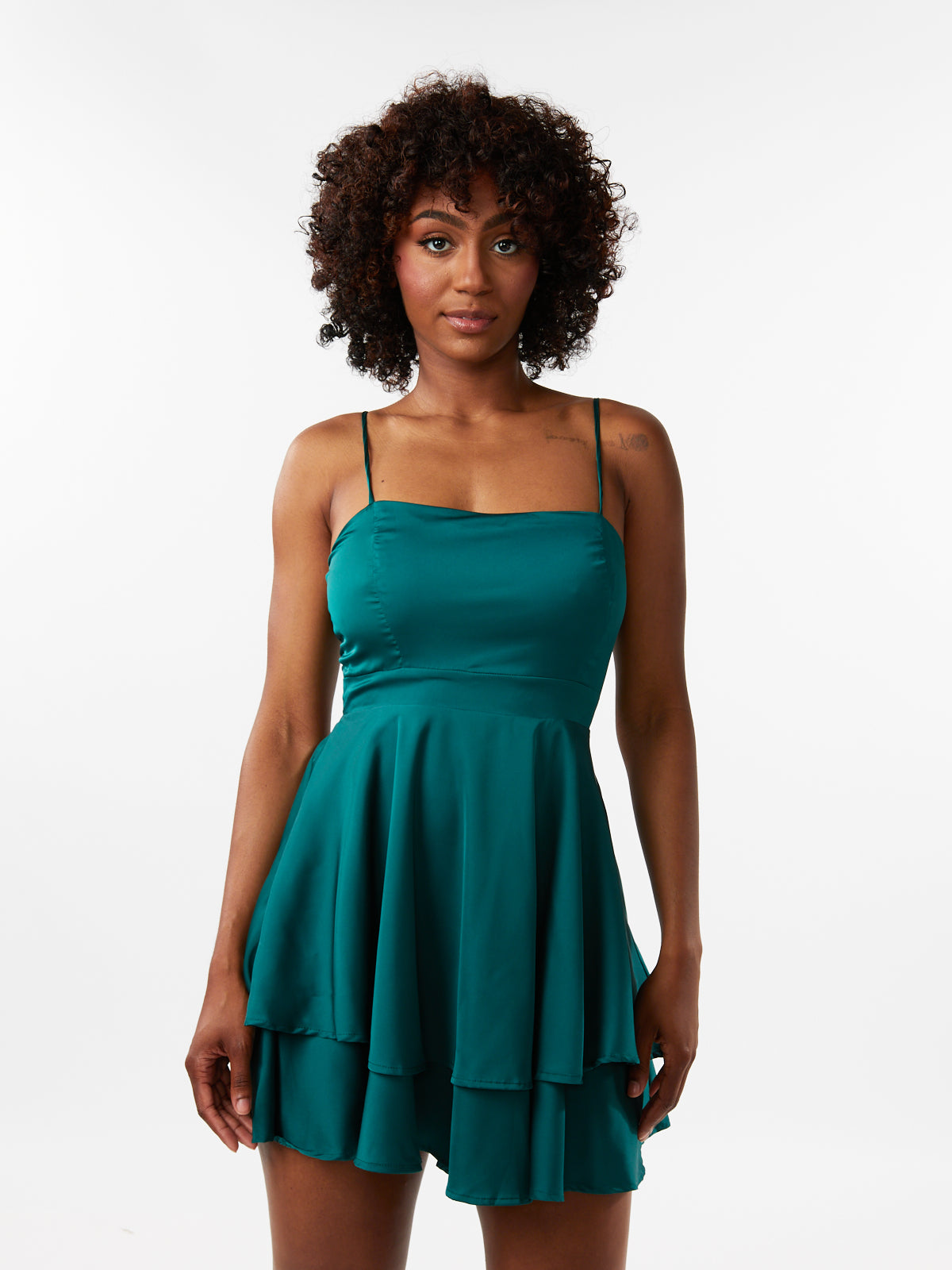 Double Layer Satin Tie Dress