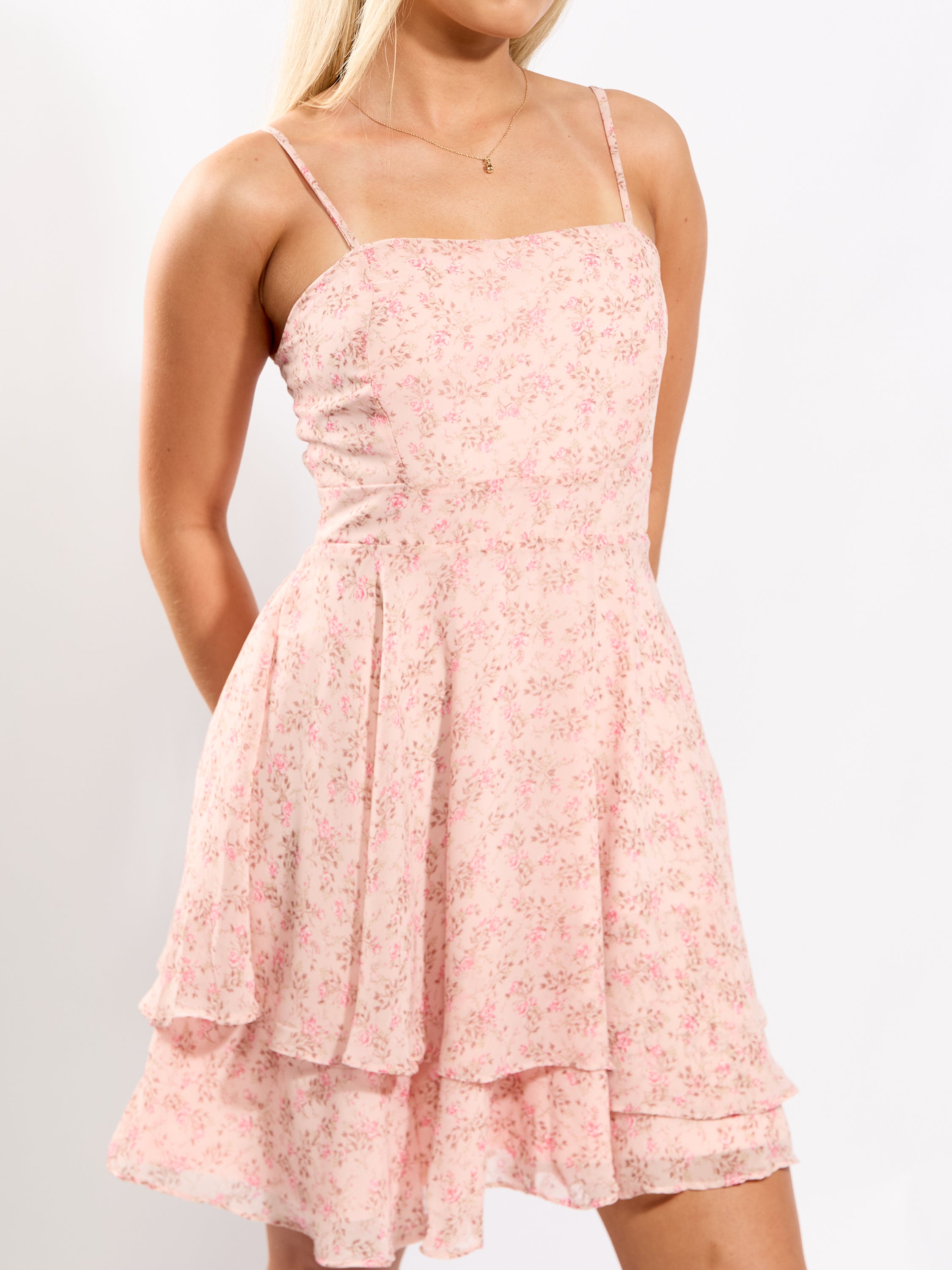 Debbie Floral Chiffon Tie Back Dress