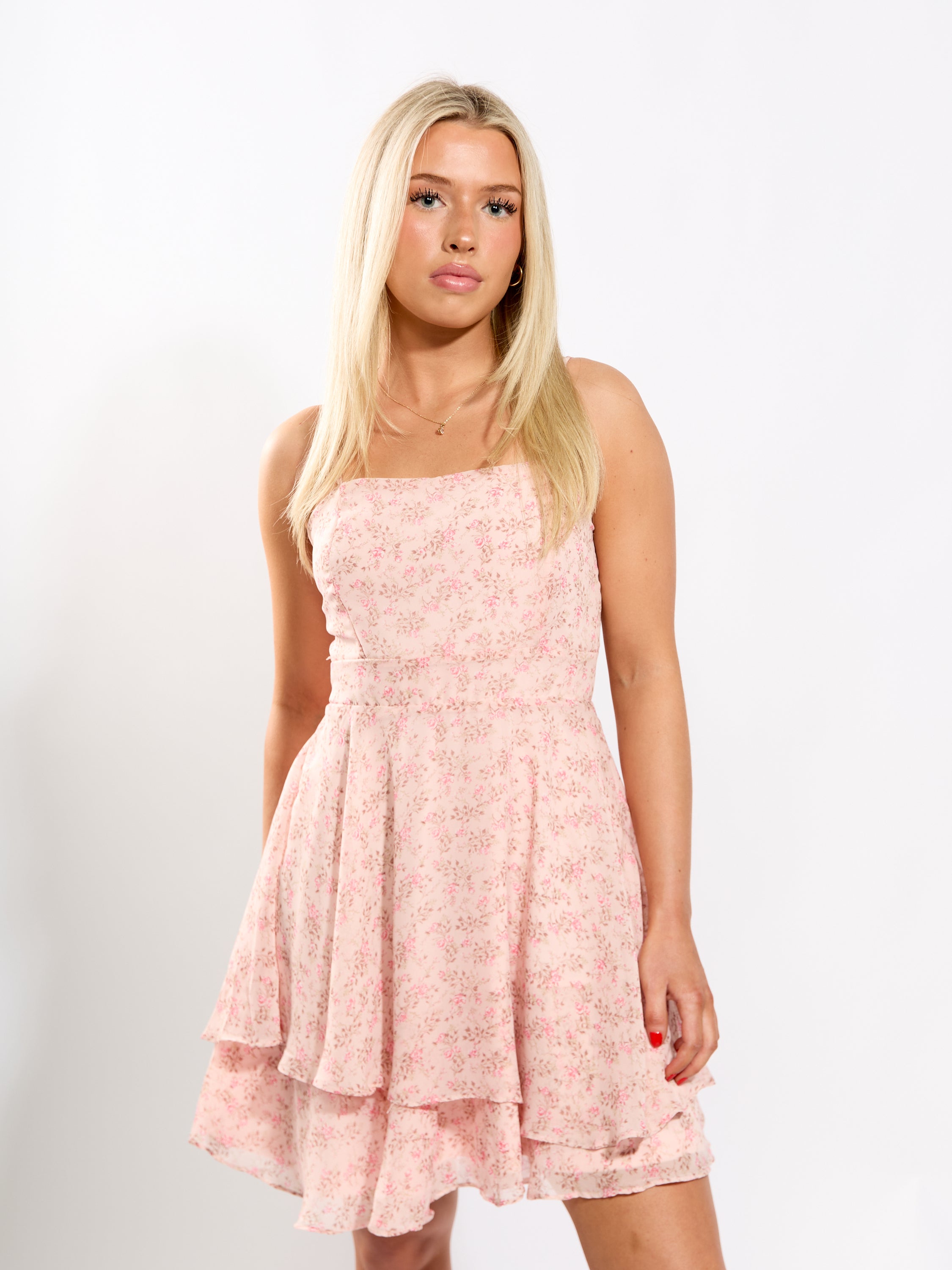 Debbie Floral Chiffon Tie Back Dress