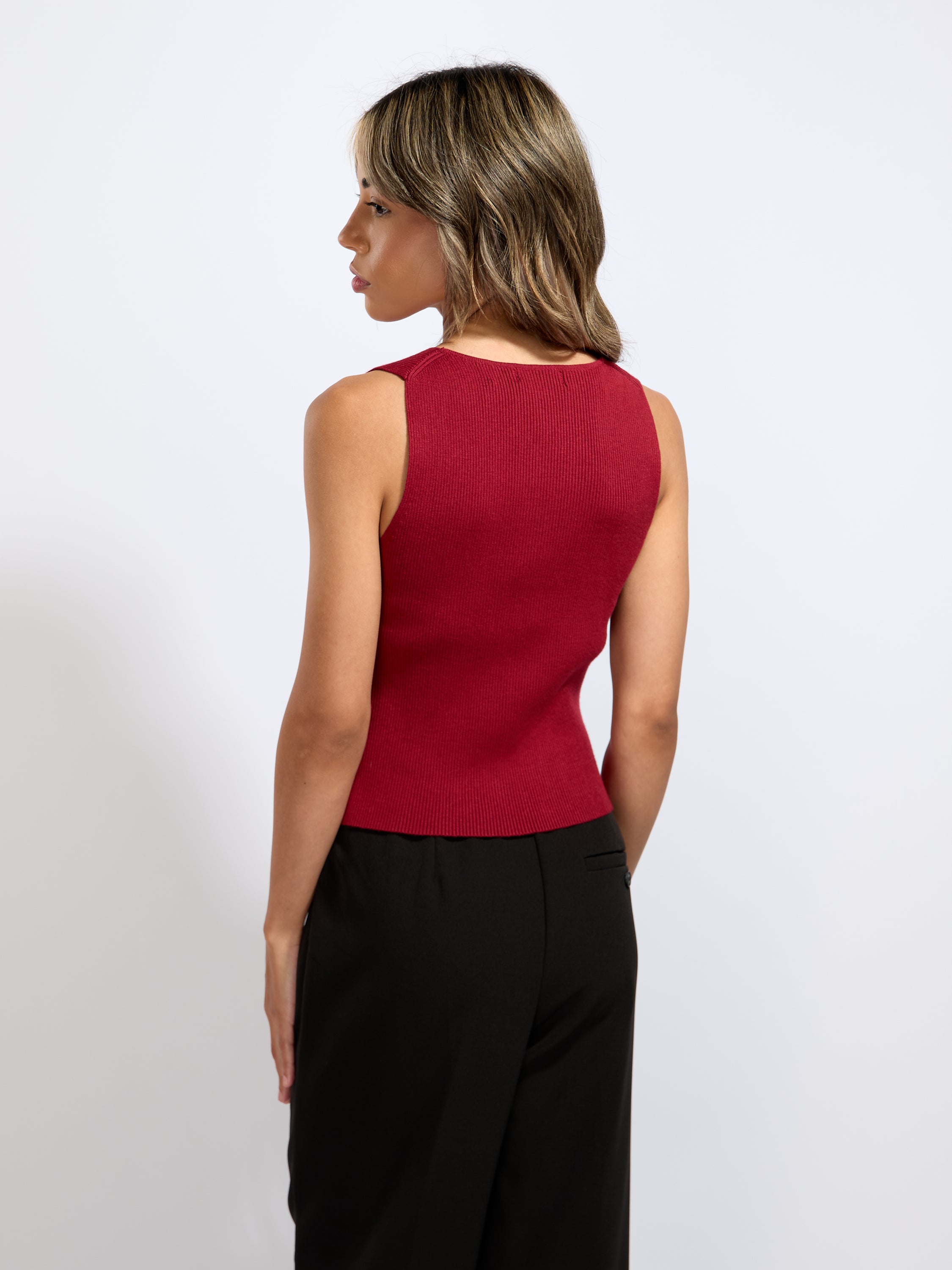 Billie Sleeveless Button Knit Top