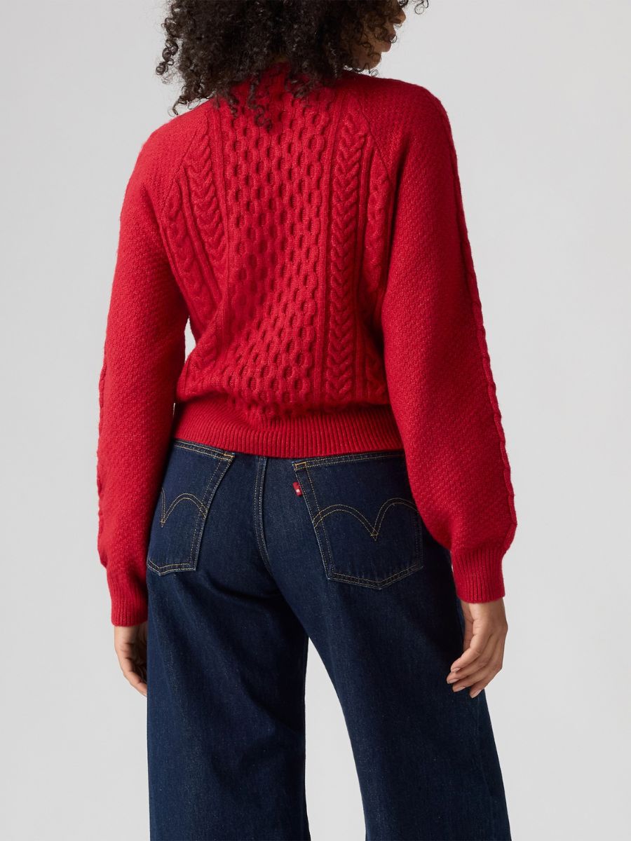 Levi’s Jolie Wool Blend Cable Knit Red Sweater