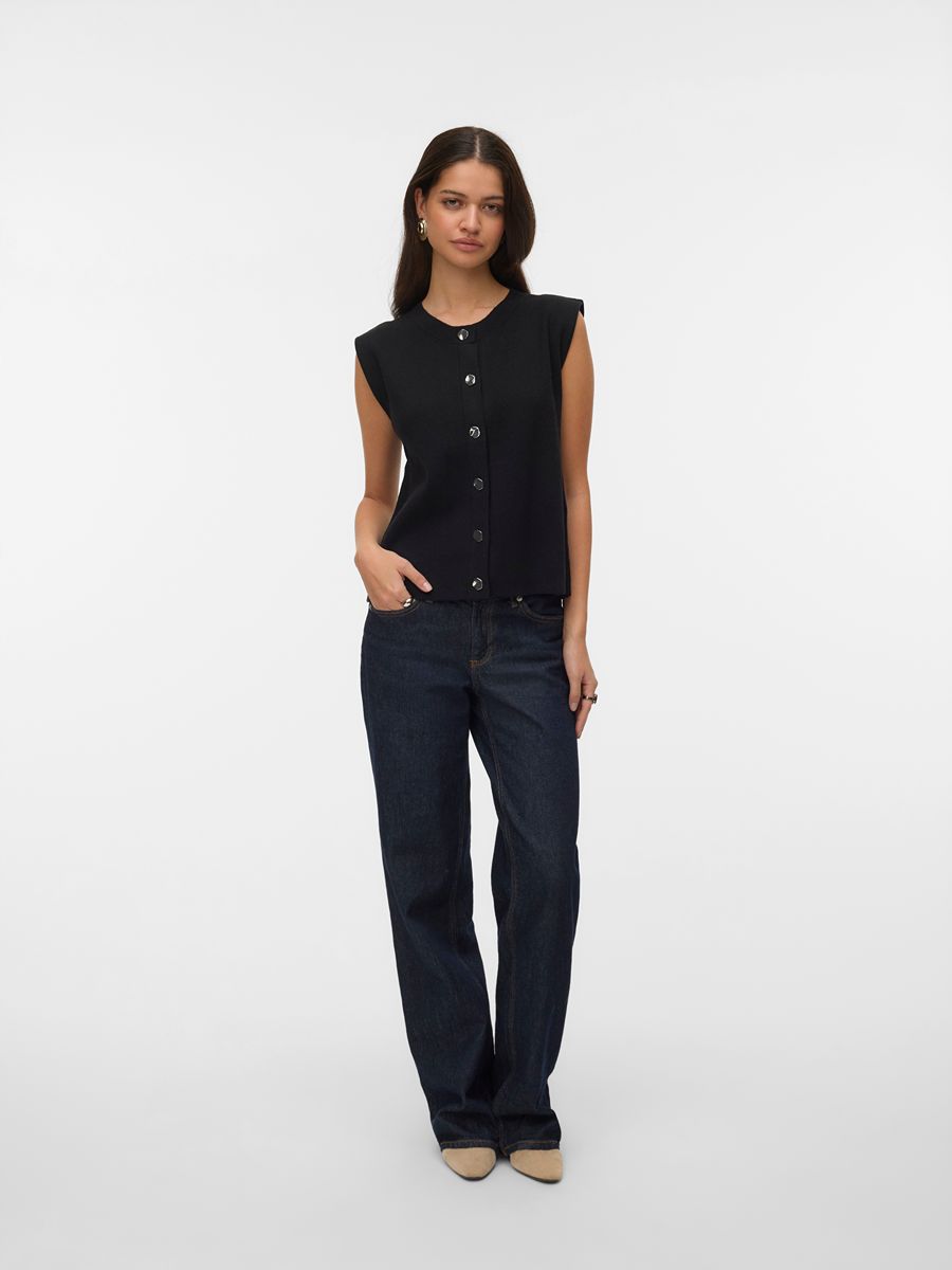 Vero Moda Gold O-Neck Button Vest