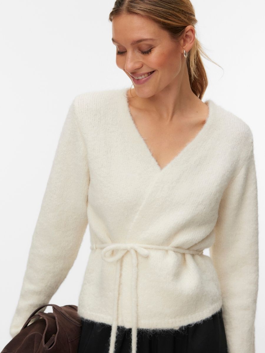 Vero Moda Cora V-Neck Wrap Wool Cardigan