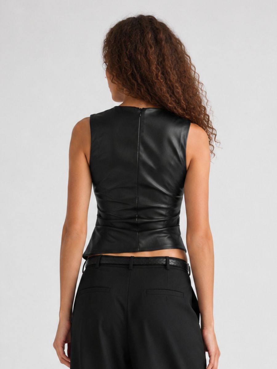 Noisy Sleeveless PU Shirt