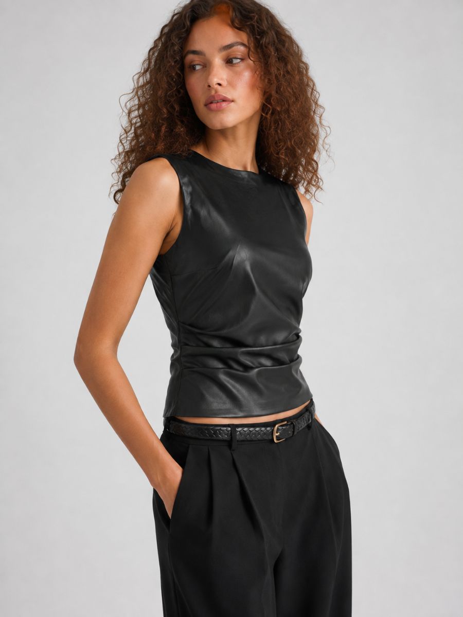 Noisy Sleeveless PU Shirt