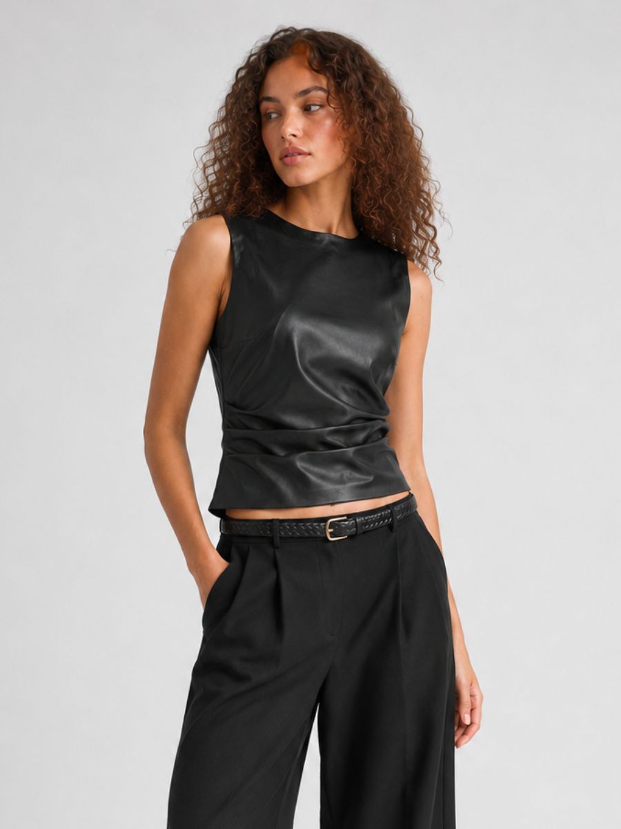 Noisy Sleeveless PU Shirt
