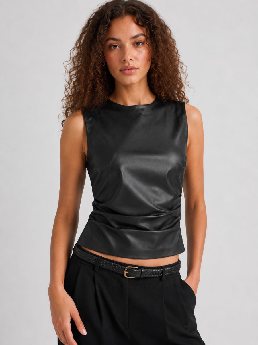 Noisy Sleeveless PU Shirt