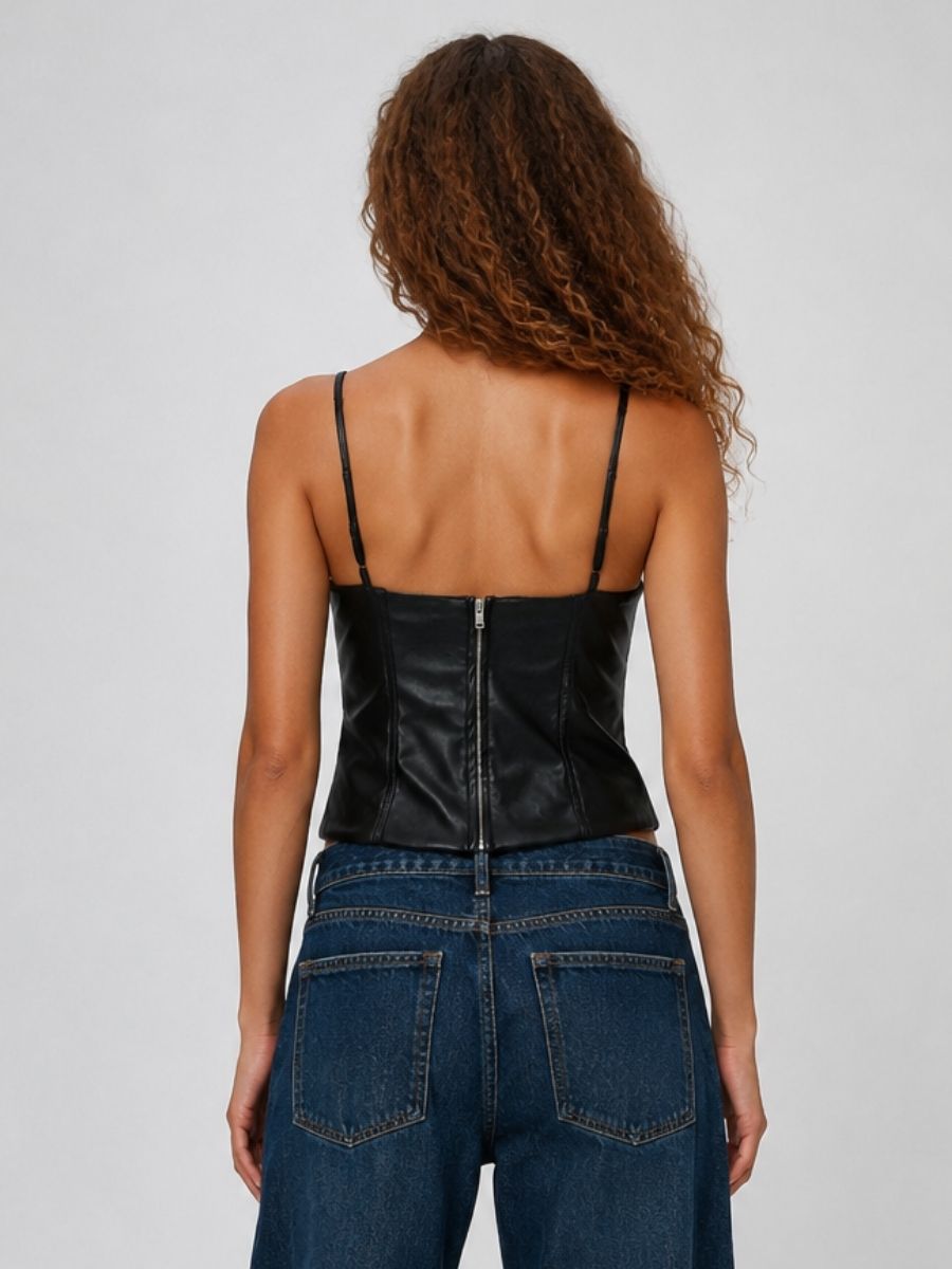 Spicy Lace Up Leather Top