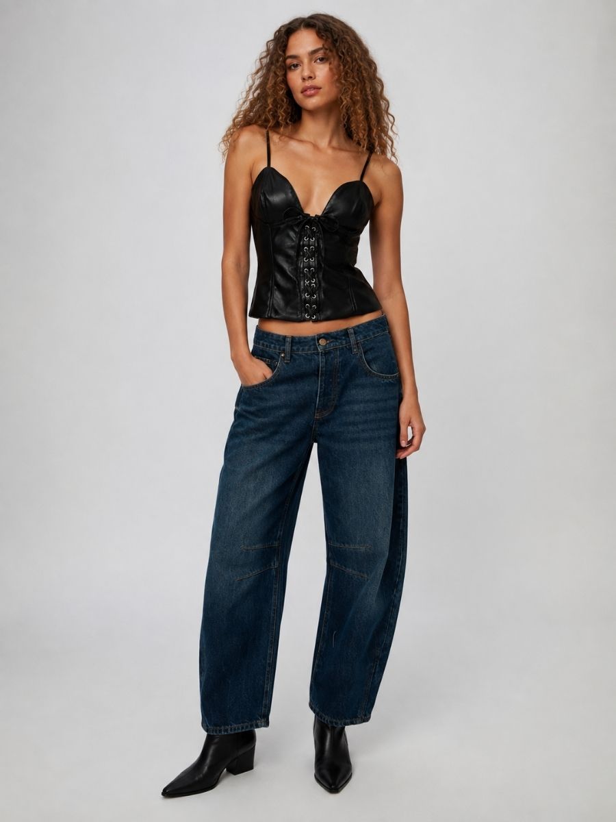 Spicy Lace Up Leather Top