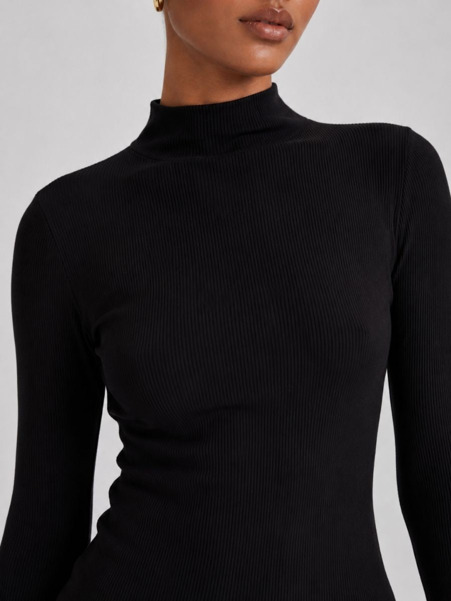 Bailey Mock Neck Ribbed Knit Top