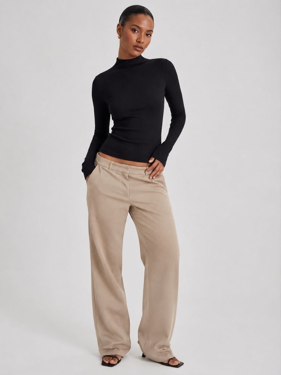 Bailey Mock Neck Ribbed Knit Top