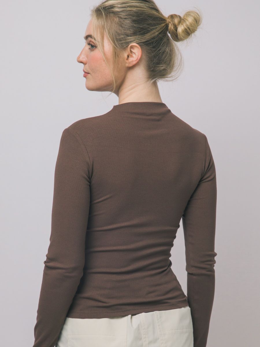 Bailey Mock Neck Ribbed Knit Top