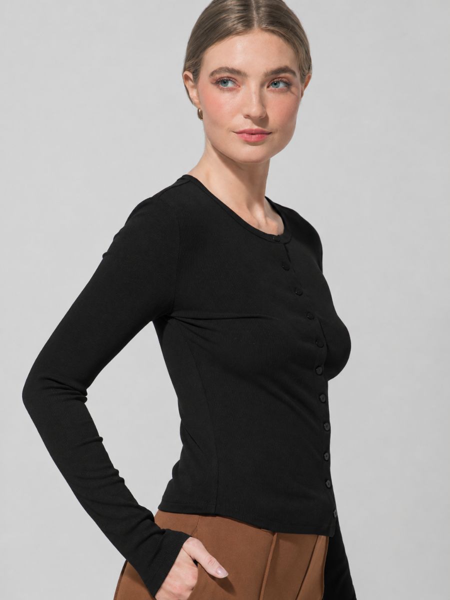 Bailey Button Down Ribbed Knit Top