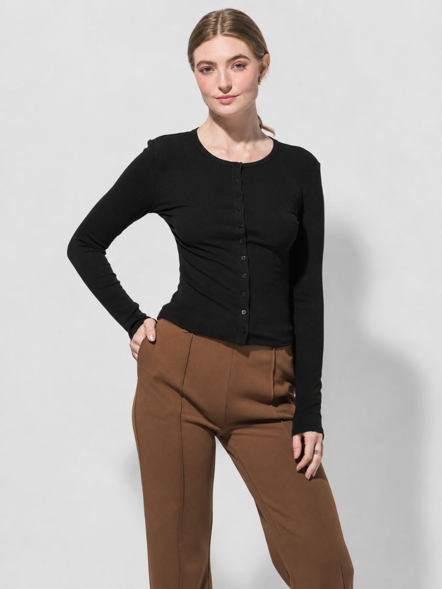 Bailey Button Down Ribbed Knit Top