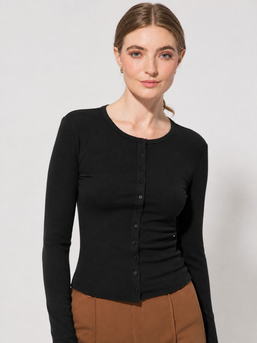 Bailey Button Down Ribbed Knit Top