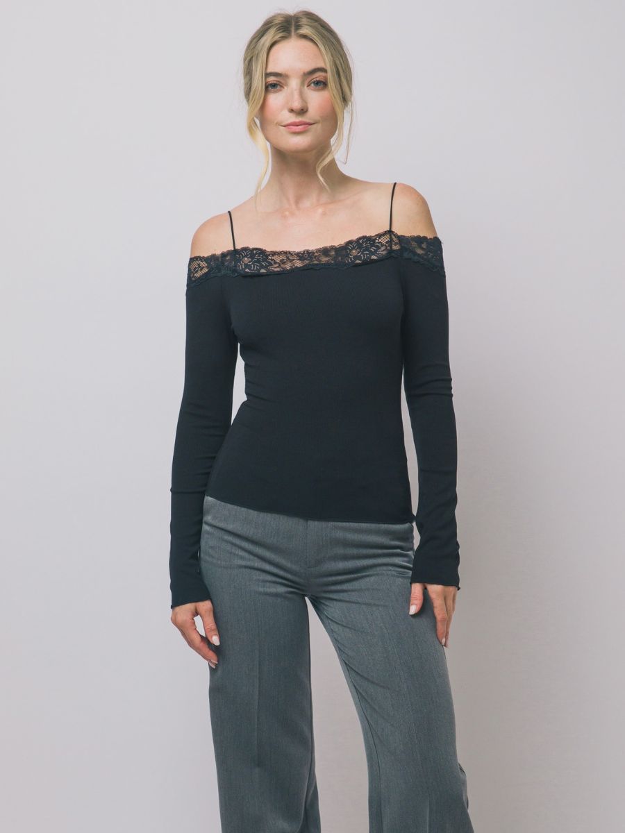 Banks Off-the-Shoulder Lace Trim Top